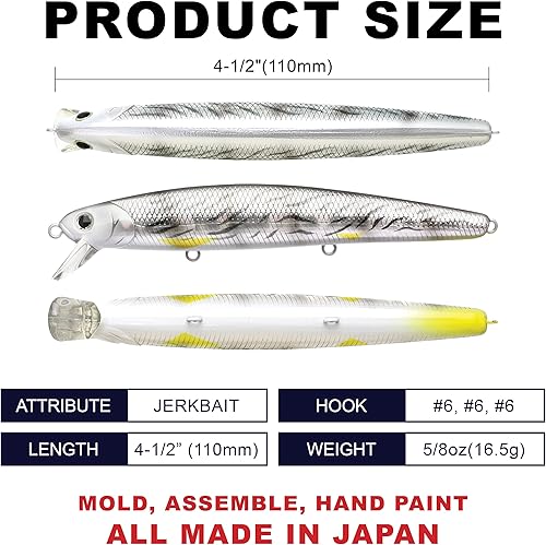 Miniatura 2 de LUCKY CRAFT FlashMinnow 110, Super Glow Series, señuelos de pesca de agua salada, accesorios y equipo de pesca de surf Jerkbait, señuelo de