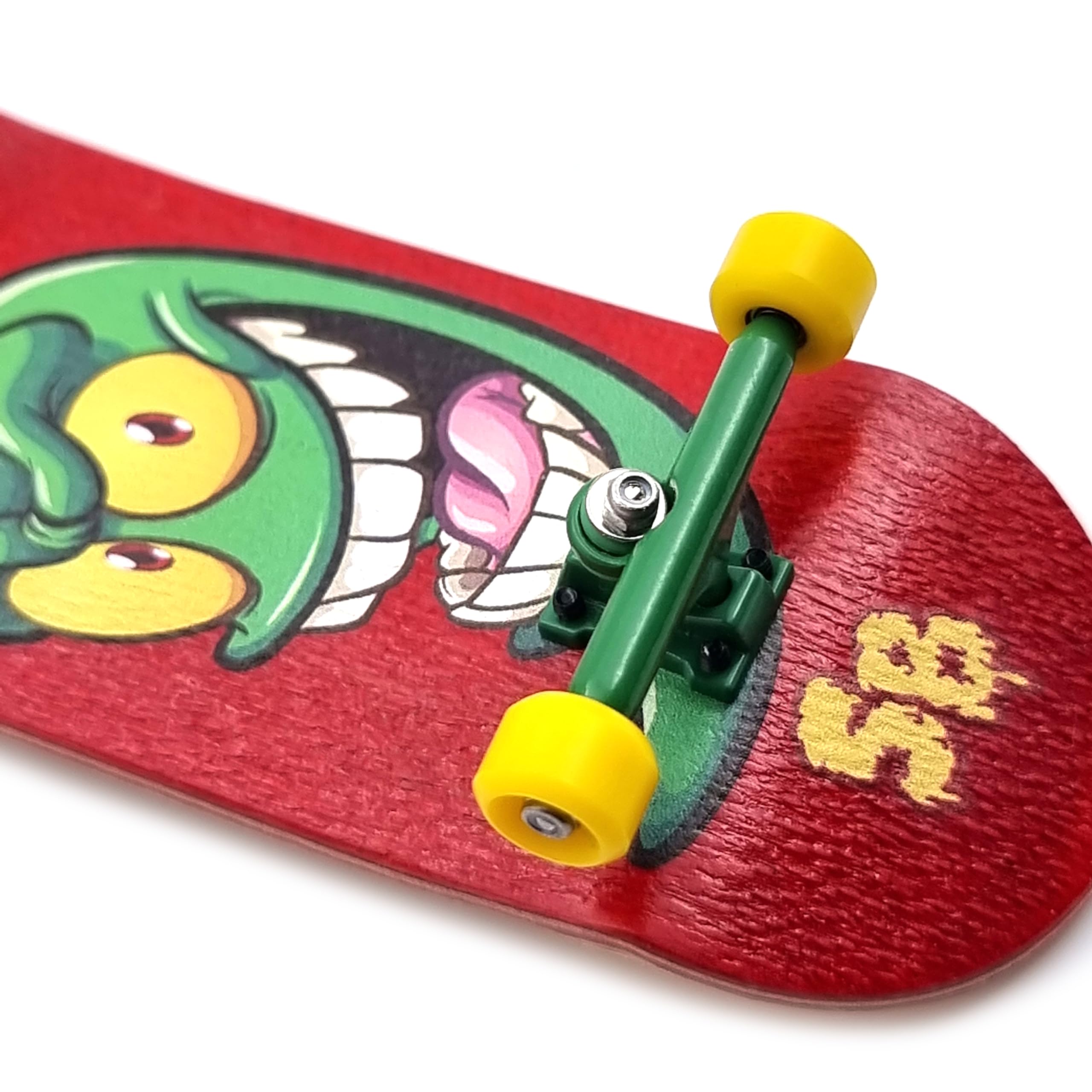 SPITBOARDS Jeu de touches Pro 34 mm x 96 mm (complet) | Plateau en bois véritable | Trucks et bagues professionnels | Roues en polyuréthane avec roulements | Vert
