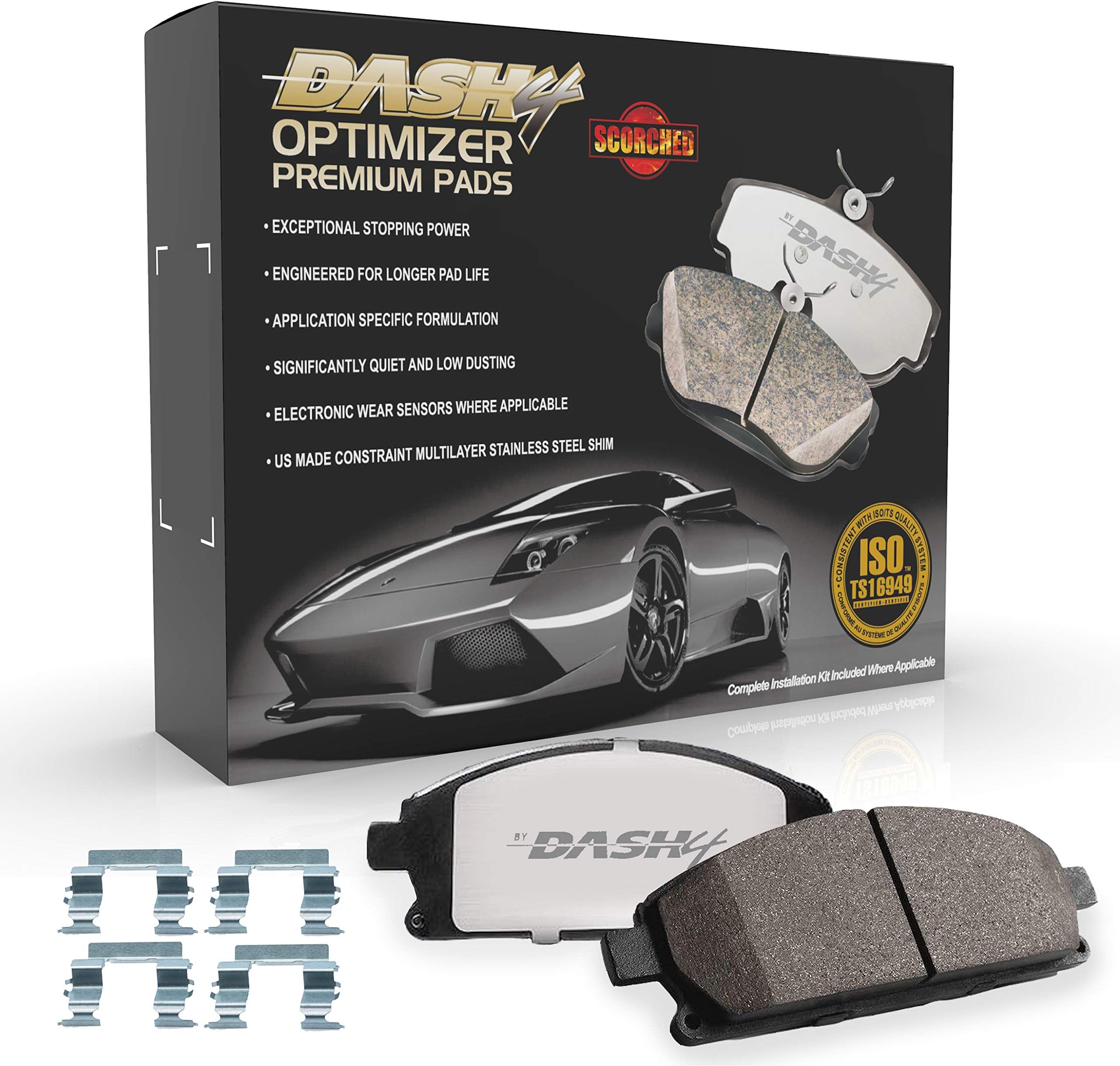 CFD1047 Optimizer Sports Performance Carbon Ceramic Brake Pads with Hardware