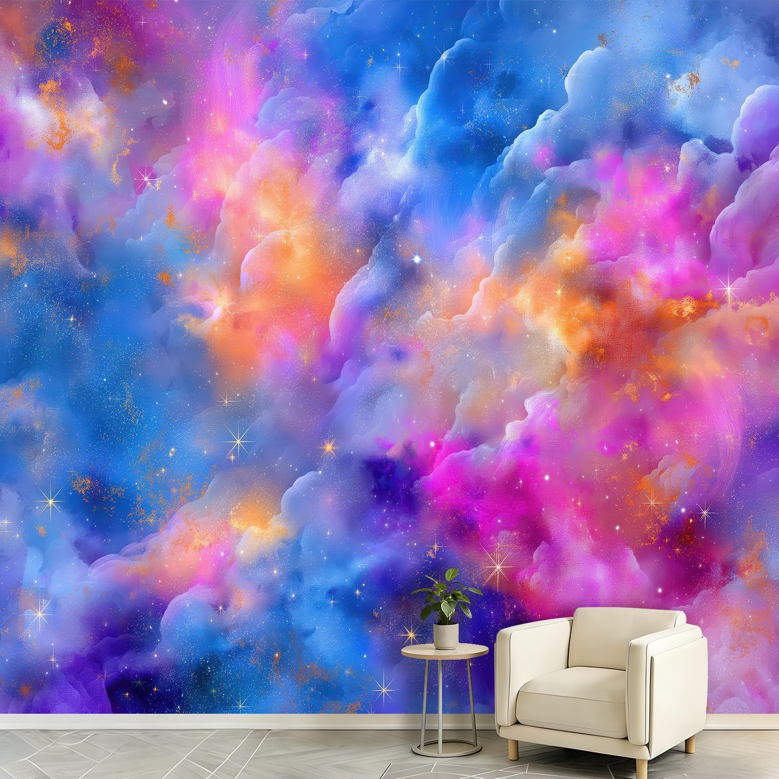Fototapeta z flizeliny, fantazja, gwiaździste niebo, wszechświat, kosmos, 250 x 175 cm, tapeta z włókniny, chmura mgły, mgła, galaktyka, tapeta ścienna – do salonu, sypialni, korytarza, plakat