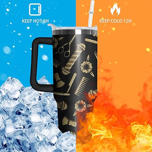 Vista 3 de Taza de 40oz para Estlista de Cabello, Taza Termo con Asa para Mujeres, Taza Aislada de Acero Inoxidable, Botella de Agua para Café para Peluquera