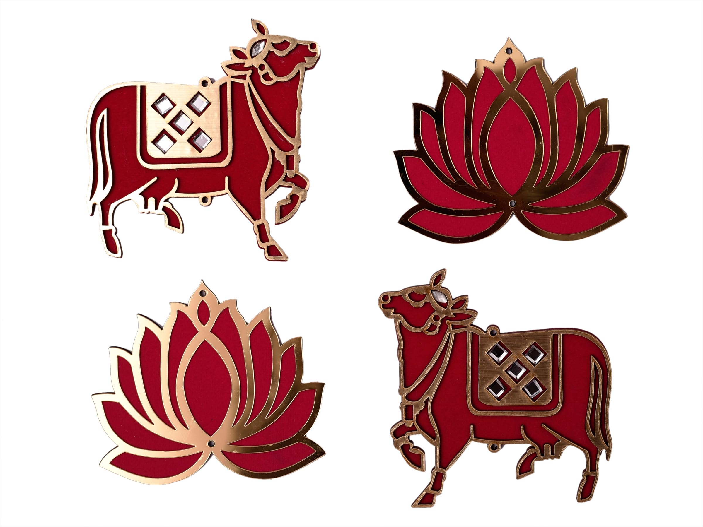 Kavya Fashion Set of 10(10 Cow & 10 Lotus) Lotus & Cow MDF Wooden Cutout|DIY Rangoli Kit|Decoration for Diwali|for Rangoli, Pooja, Decorations, Festival Gift, Wedding Decorations.Designer (Red) (B0CH3MHCQR) Amazon Price History, Amazon Price Tracker