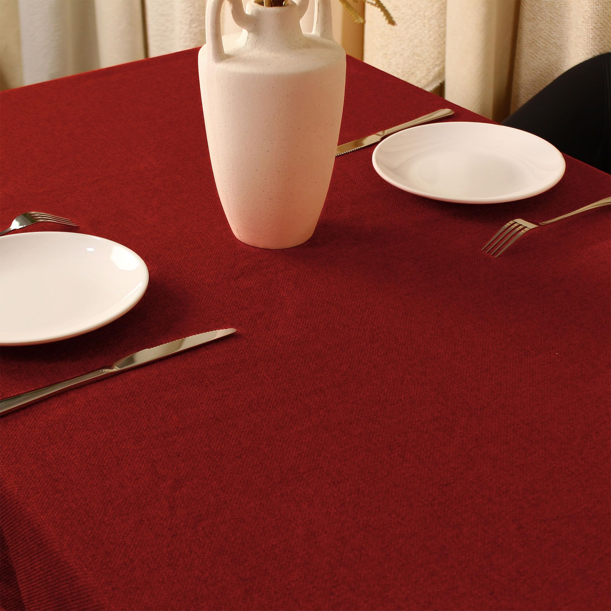 homeart Red Tablecloth 160 × 300 cm (63″ × 118″) – Elegant, Durable, Water-Resistant & Wipeable Fabric Rectangular, Fade-Resistant, Washable, Decorative Dining Table Cover for Banquets & Events