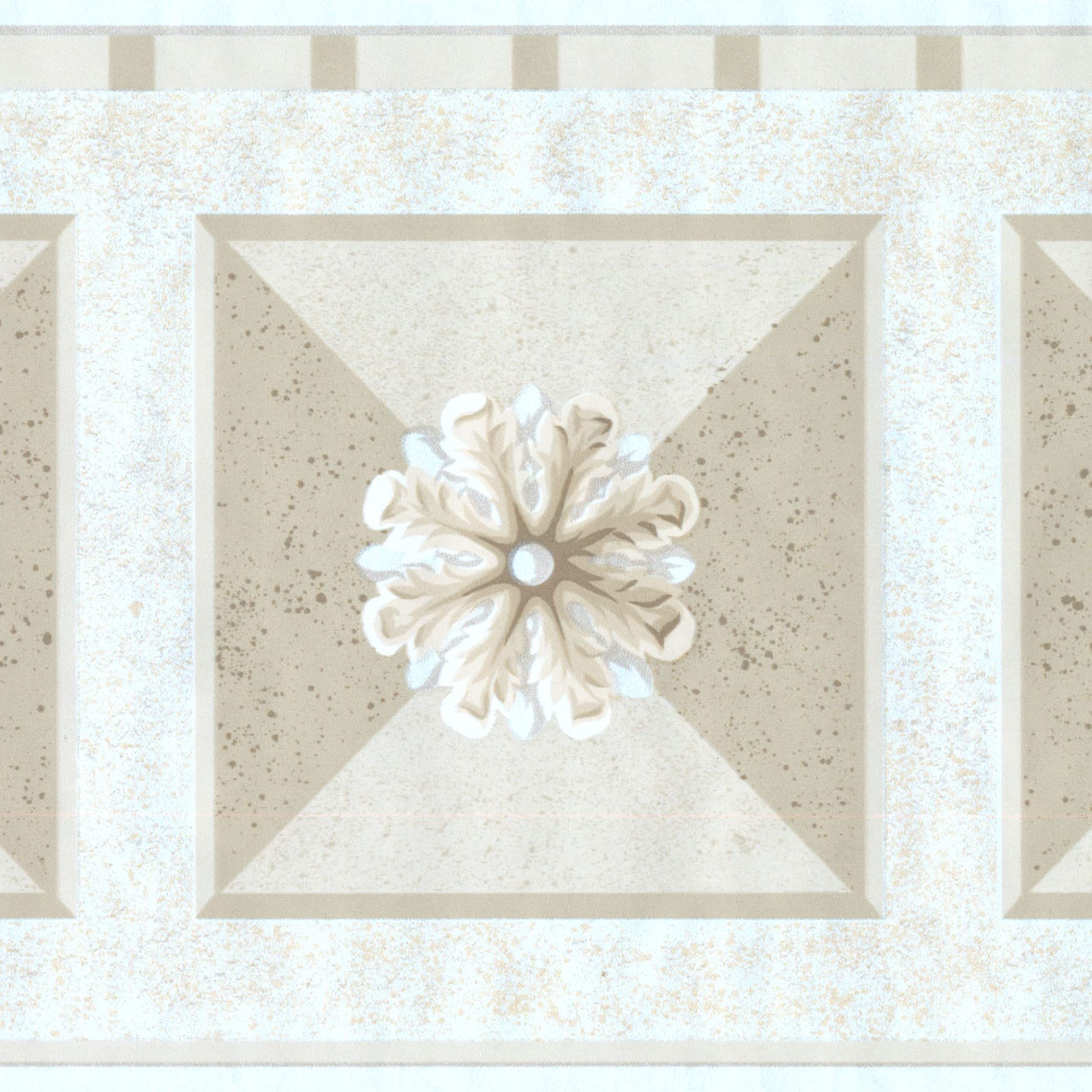 Bordure papier peint ornement vintage chic beige pour une décoration raffinée de salon FR831B