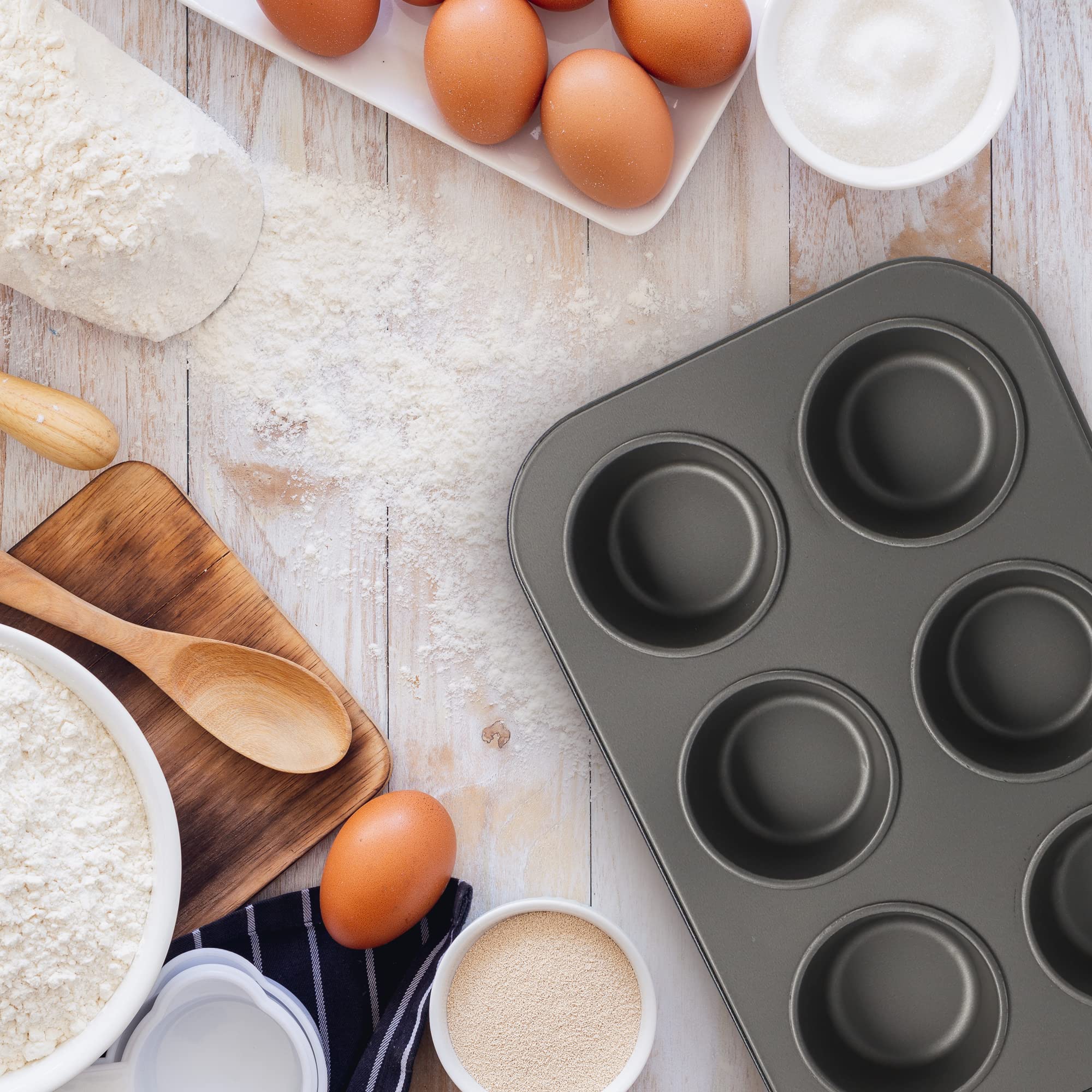 Kadax Moule à Muffins Avec Manchon De Cheminée Plat De Cuisson En Gres 27cm 5l