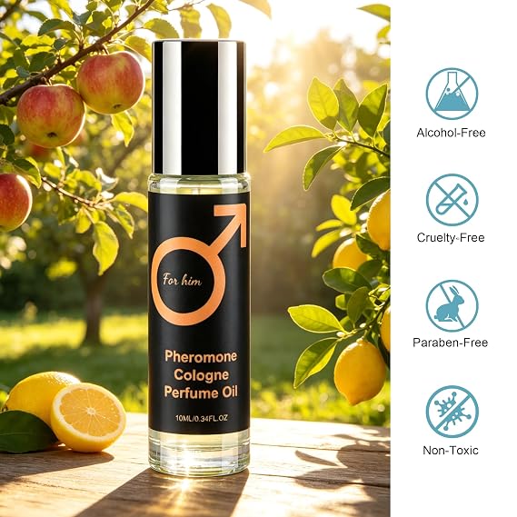 Pheromones Perfumes for Men, Protable Perfume Male, Roll on Perfume, Long-Lasting Scents Attraction Pheromone Infused Essential Oil Perfume for Men