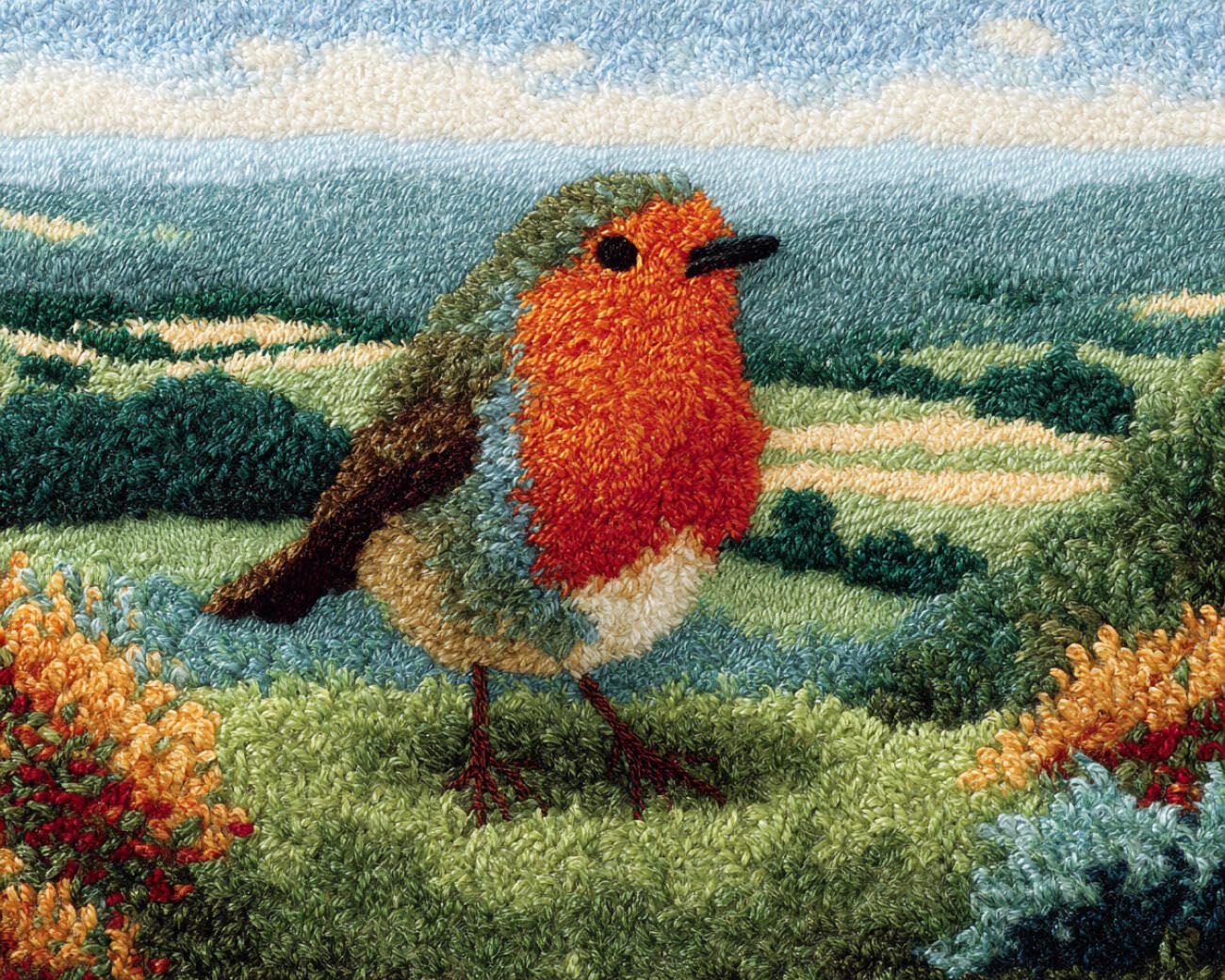 AMBATTERY Latch Hook Kits Carpet Birds and Landscapes 85x115cm