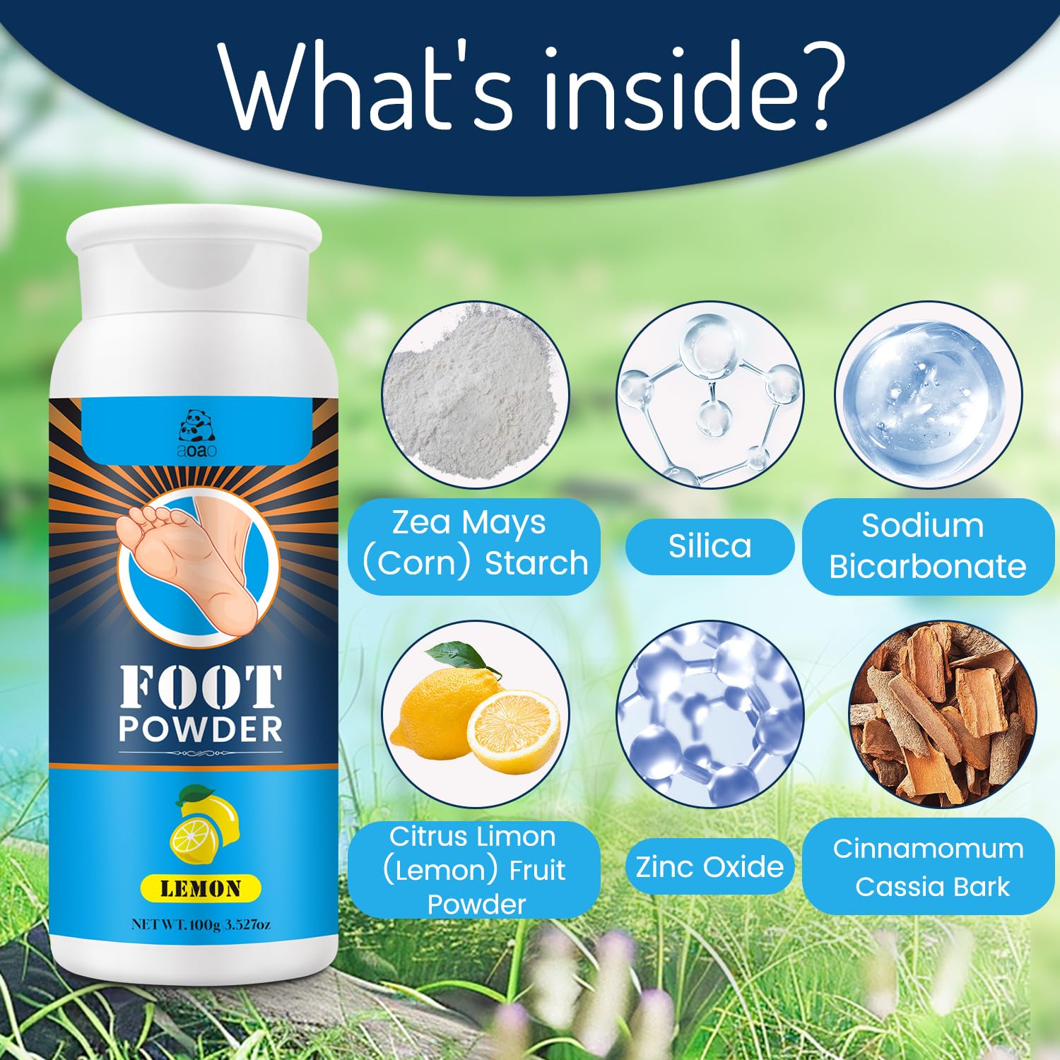 Foot Odor Eliminator For Shoes, Talc-free Sweat Absorbing Foot powder for Dry Feet, Baking Soda Deodorizing, Shoe Smell Remover, Anti-Friction & Feet Odor Eliminator for Men, Shoe Refresher, 3.53oz