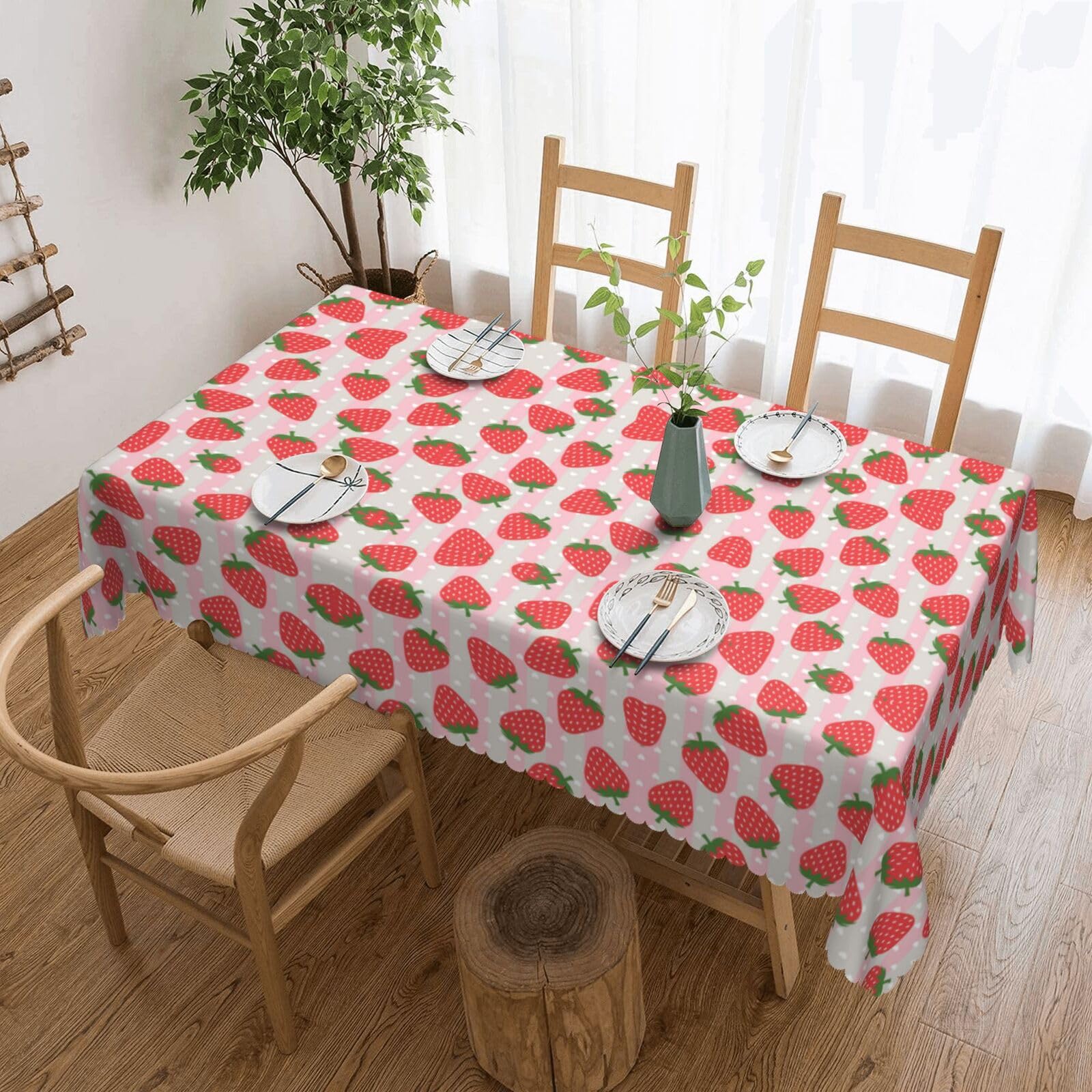 Strawberry Rectangular Tablecloth, Waterproof And Washable. Used In Restaurants, Parties And Kitchens. 137x183cm