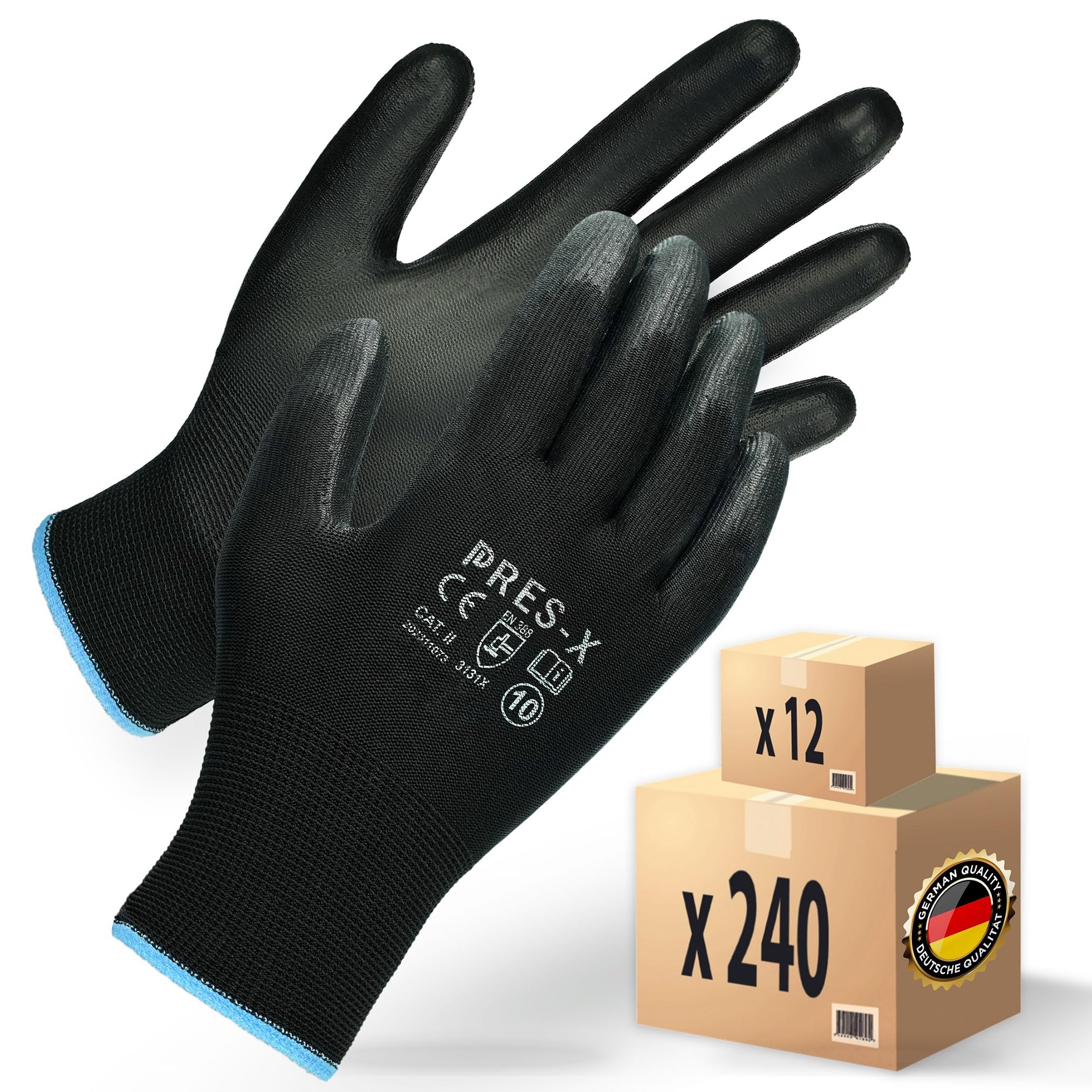 MK-Glove Arbeitshandschuhe aus Polyurethan Herren (72 Paar) - Präzision Handschuhe fur Mechaniker - Atmungsaktiv Schutzhandschuhe mit Gutes Gefühl - Montagehandschuhe Werkstatt - Größe 9-M