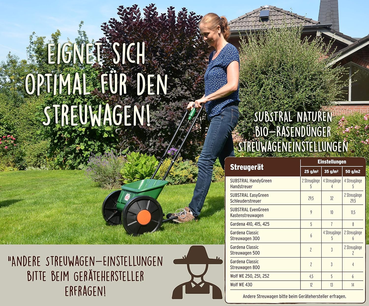 Substral Naturen Bio Rasendünger 20kg organischer Volldünger 3 Monate Langzeitwirkung alle Rasenarten bis 500 m²
