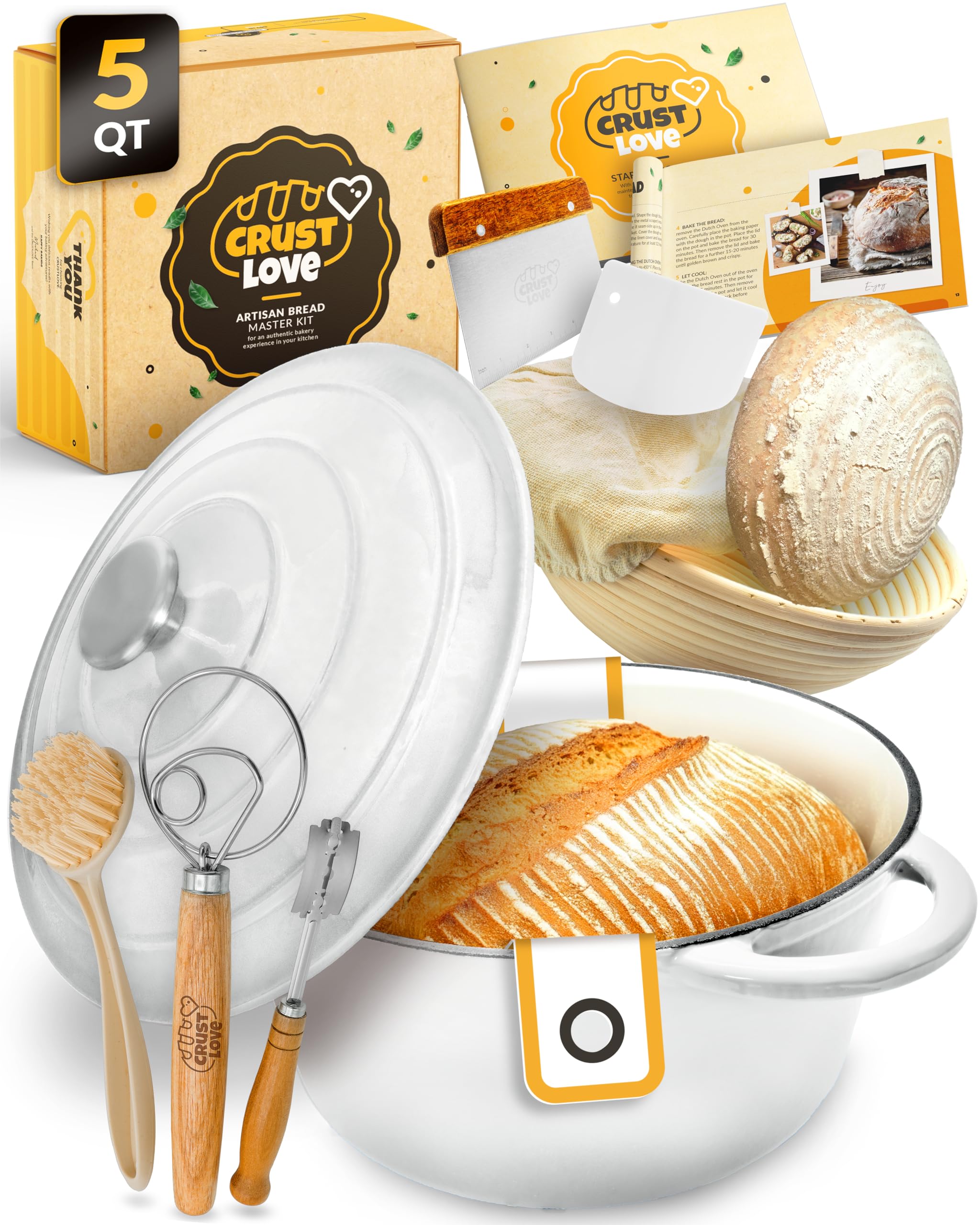 CRUSTLOVE 5QT Enameled Cast Iron Bread-Oven Kit