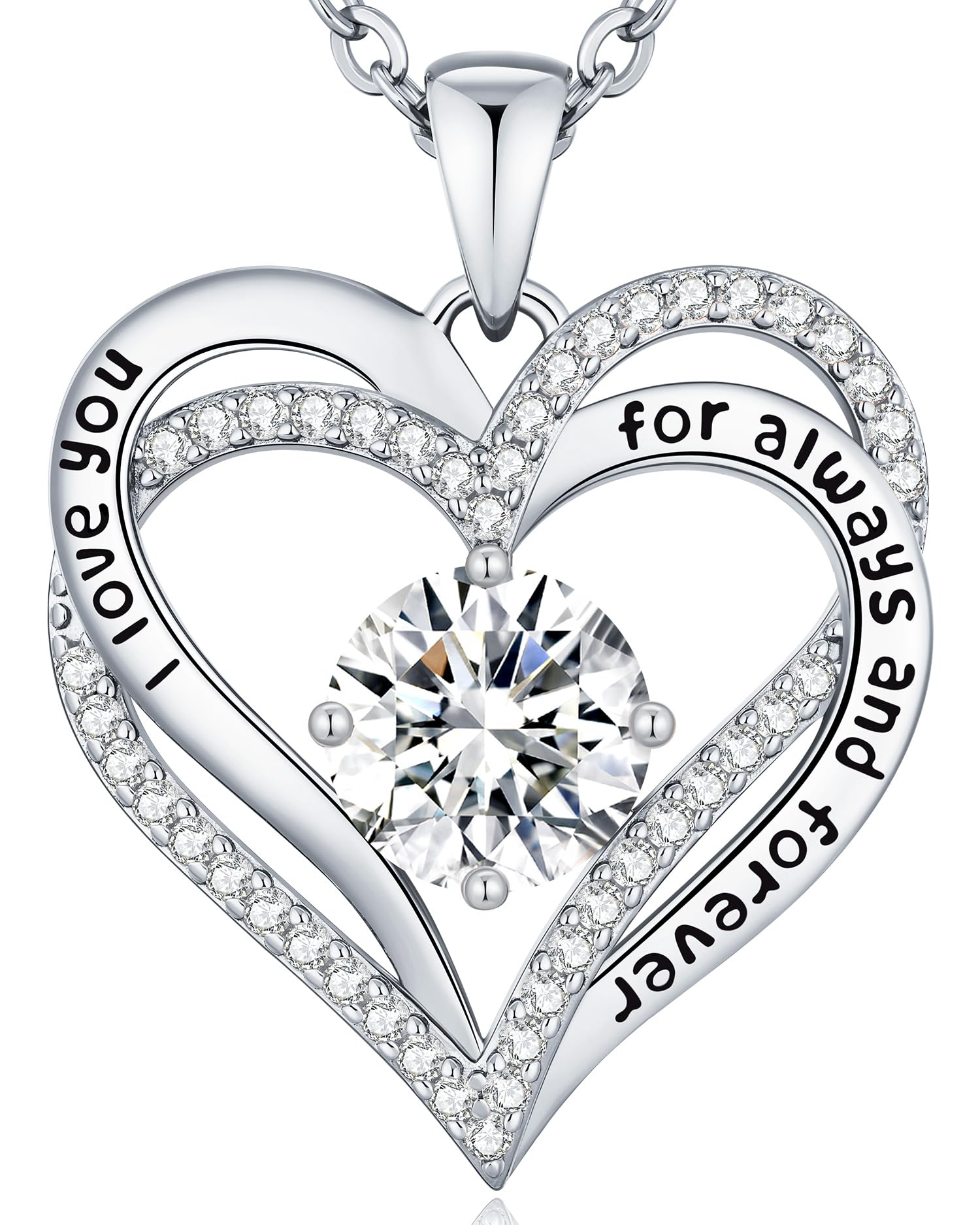 CDE Kette Damen Herz Anhänger Halskette für Frauen Schmuck Geburtstags Geschenk für Sie Freundin Weihnachten Valentinstag Muttertags Geschenk Hochzeit Jubiläum