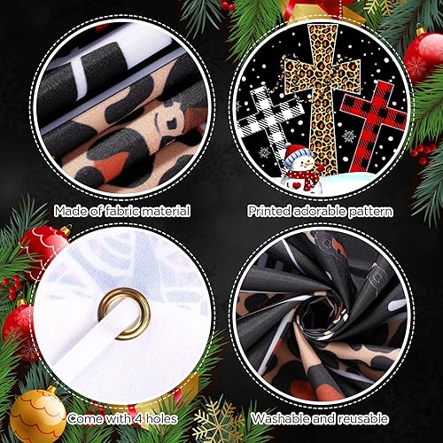 Miniatura 7 de Cubierta de puerta de cruz de Navidad, cruz religiosa de invierno, decoración de puerta delantera, pancarta, Navidad, comienza con Cristo, muñeco de