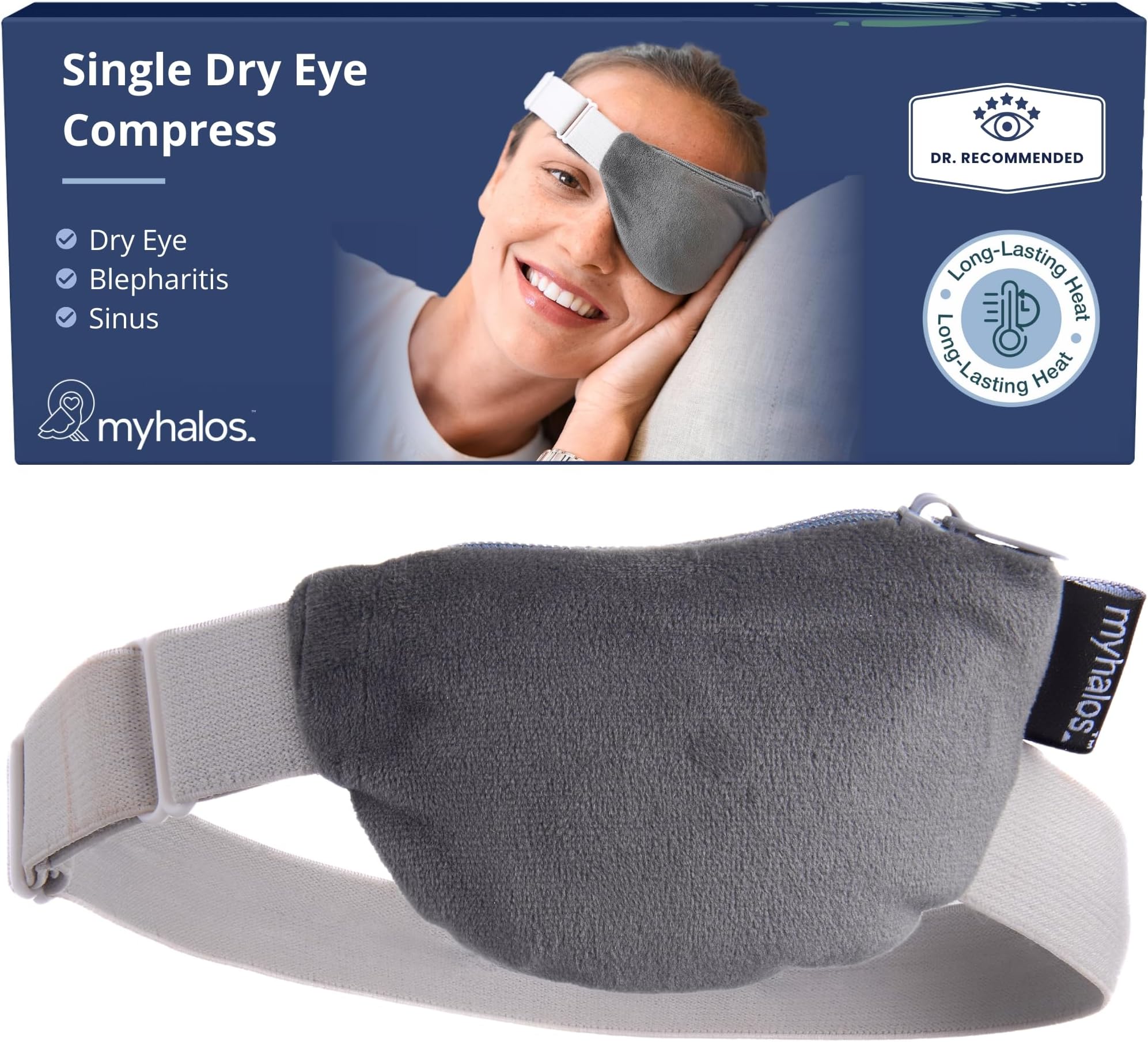 Heated Eye Compress & Stye Eye Treatment for Dry Eyes - Washable Warm Stye Compress -Reversible Moist Heat Eye Mask for Blepharitis & MGD - Eye Stye Heat Compress - Stye Treatment Patch