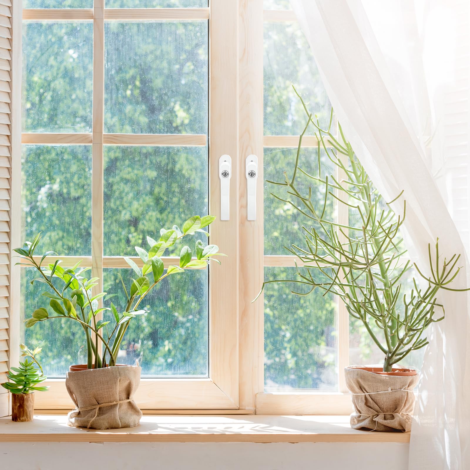 Tiradores de ventana con cerradura, de aluminio, con 2 llaves para ventanas y terrazas