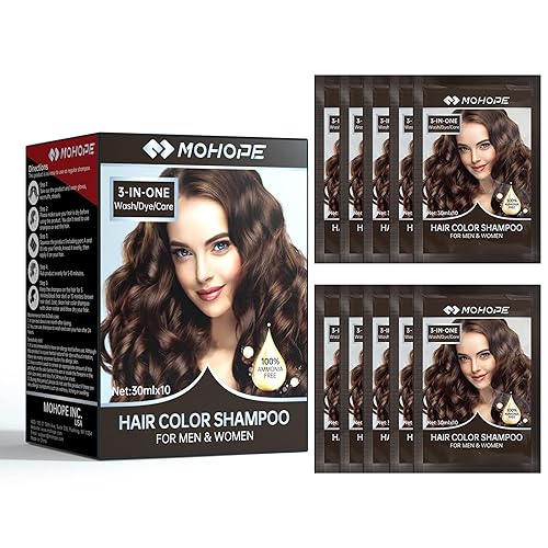 Miniatura 10 de MOHOPE Champú marrón oscuro de 16.9 onzas líquidas (16.9fl oz), cobertura 100% de las canas, 3 en 1, revolucionario tinte instantáneo para el