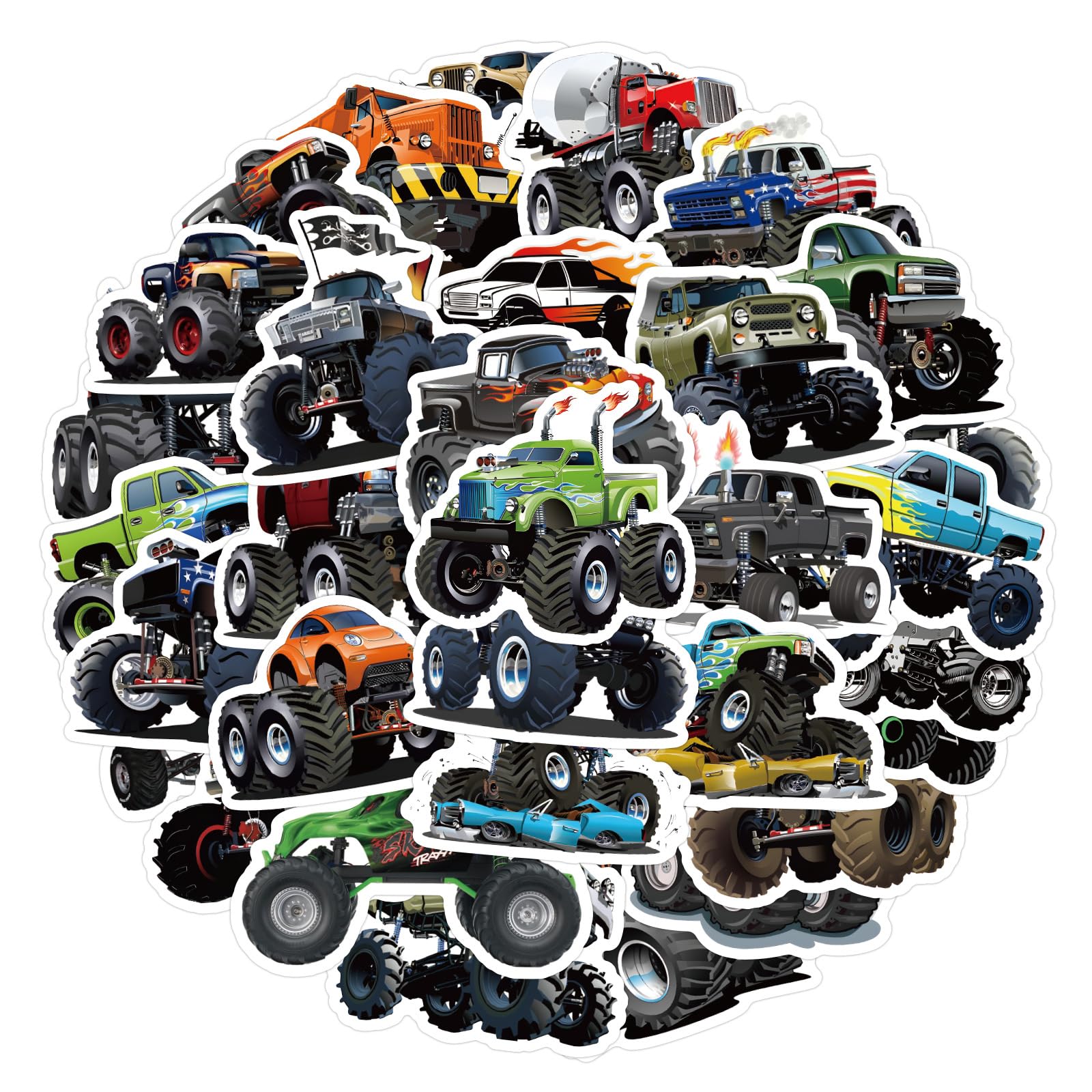 50PCS Cartoon Truck Transportation Waterproof Stickers for Kids Teenagers Adults Boys Girls,Cartoon Car Decals for Water Bottle Laptops Bicycles Cell Phone Cases Motorcycle Skateboard Helmet - Image 3