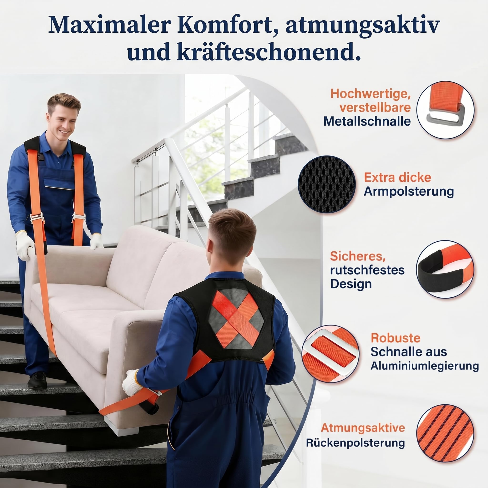 Möbeltransportgurte Tragegurte, mit Handschuhen & Schulterpolstern, 2er Set