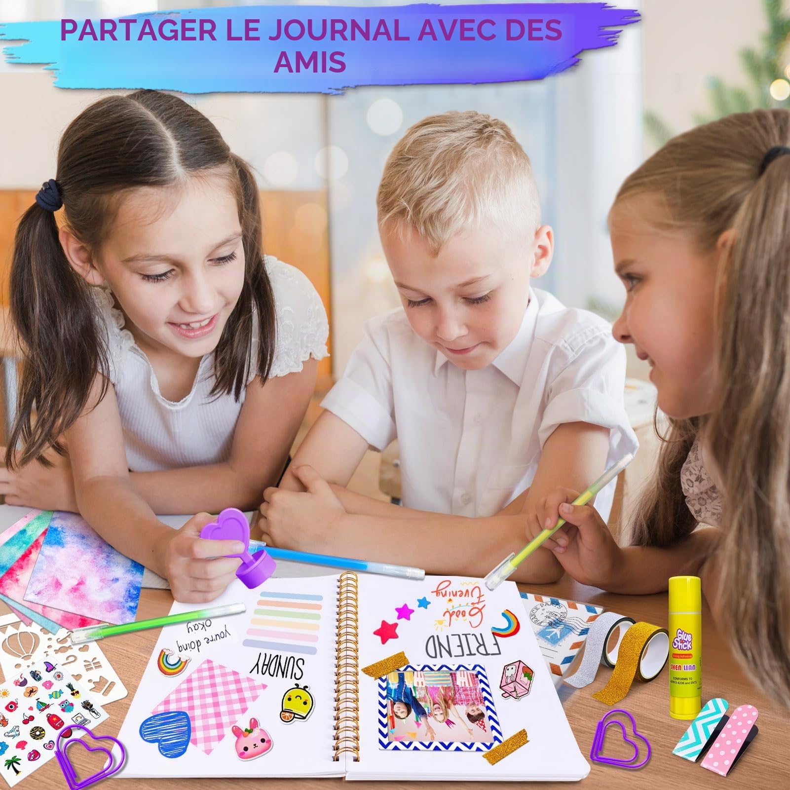 PATIFEED Kit de Journal à Faire Soi-Même pour Filles, Lot de 2 Journaux pour Adolescentes, Fournitures de Scrapbooking et D'agenda pour Enfants de 8 à 14 Ans