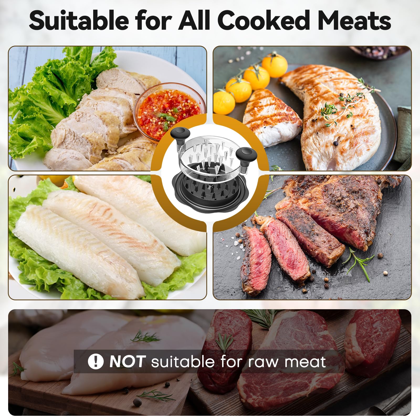 10" Pro Chicken Shredder Tool Twist Large for Kitchen, BPA-Free Food-Safe Meat Grinder, Visible Chicken Breast Meat Shredder with Strong Anti-Slip Bottom & Ergonomic Handle, Black