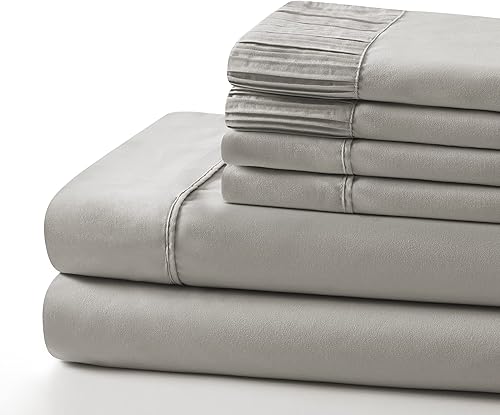 Miniatura 3 de Marina Decoration Juego de sábanas de 6 piezas ultra suave y sedoso de rayón sólido de bambú para todas las estaciones, con 4 fundas de almohada,