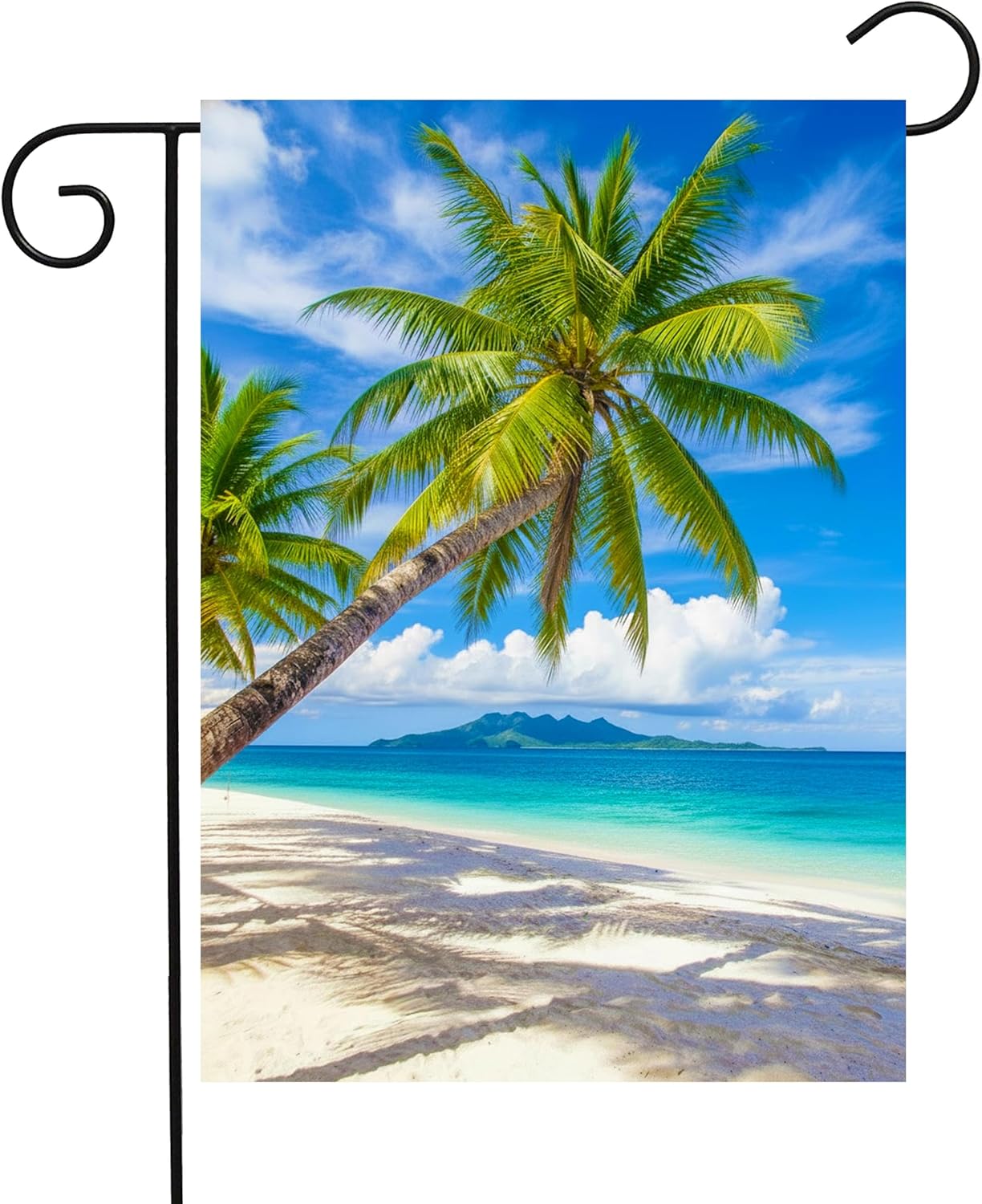Tropical Beach Ocean Sea Palm Tree Summer Blue Landscape House Flag 28" x 40" Double Sided Polyester Welcome Yard Garden Flag Banners for Patio Lawn Home Outdoor Decor