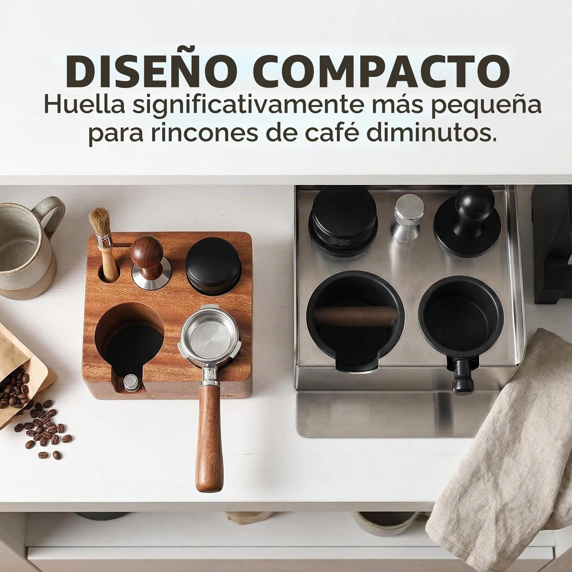 Estación Tamper Cafe 58mm, Estación de Prensado Café, Soporte Portafiltro Cafetera, Estaciónde Apisonamiento de Espresso, Soporte para Portafiltro para Barista en Cicina de Hogar/Cafetería