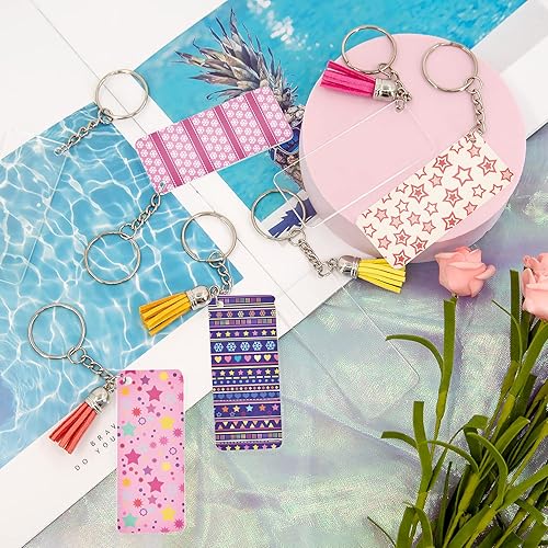 Miniatura 7 de Duufin Juego de llaveros de acrílico rectángulo, rectángulo transparente, acrílico, 1.2 x 2.8 in, llaveros con cadena y anillos para saltar