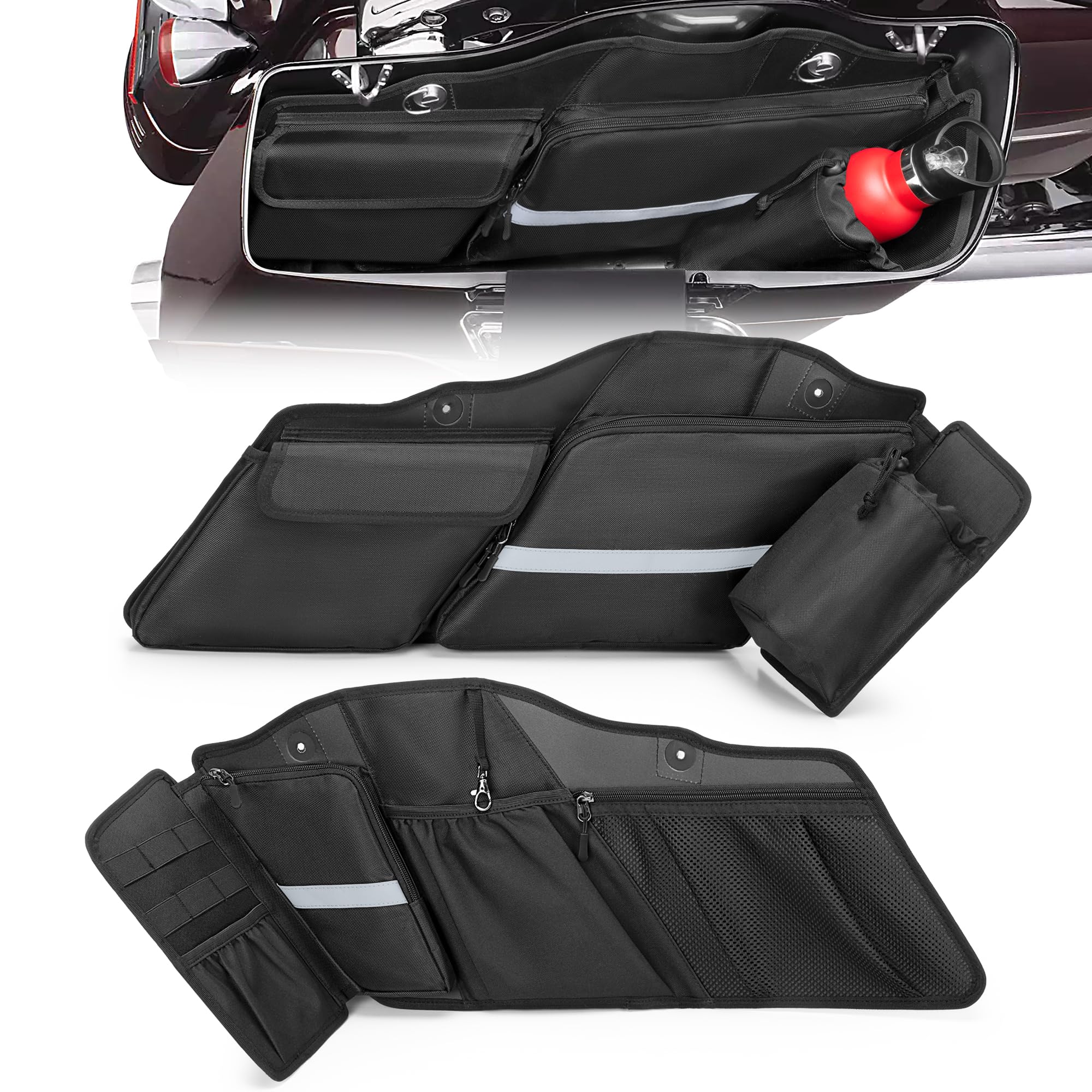 HODRANT 2er-Pack Motorrad-Satteltaschen-Organizer, Innentaschen für Satteltaschen, kompatibel mit Touring-Modellen 2014–2025 Street Glide, Road Glide, Road King, Electra Glide (nur Taschen)