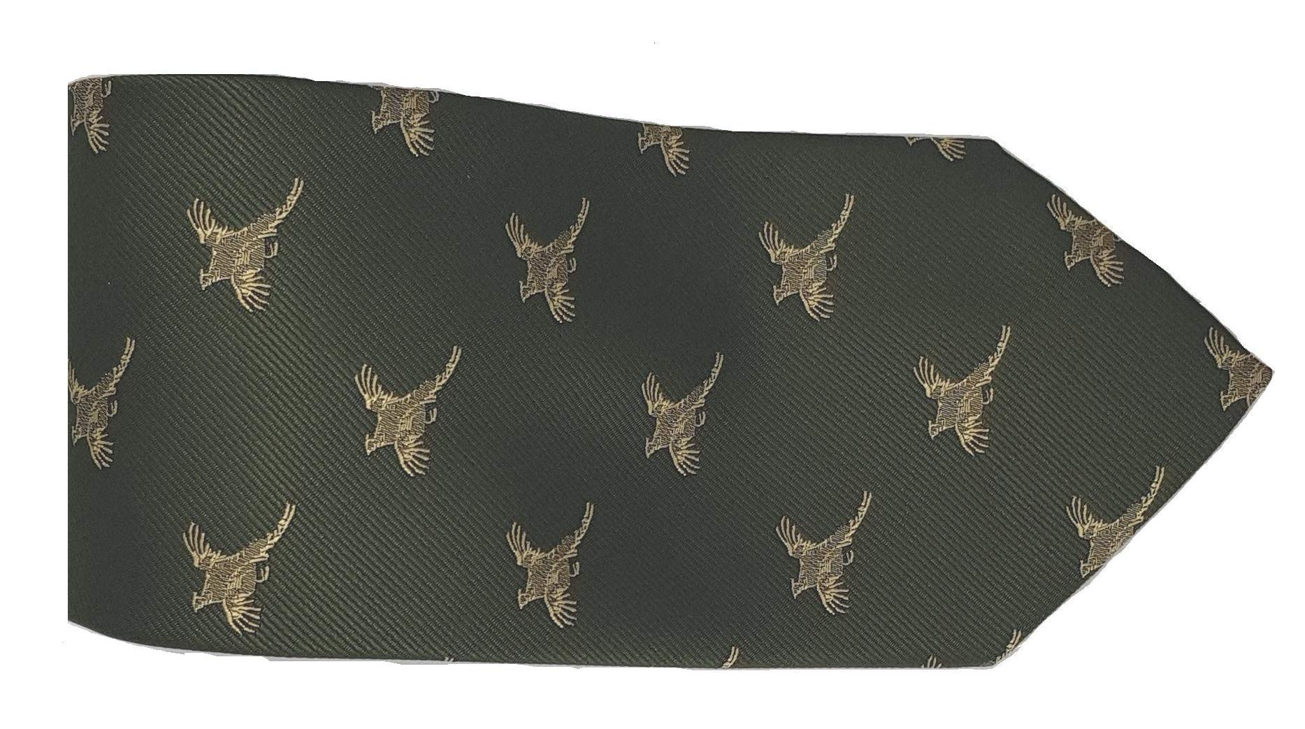 Farm Cottage Brands Luxury in Tessuto Cravatta con Stile Aviatore Fagiani su un Sfondo Verde - Ottimo per un Gioco di Tiro Giorno o To Wear Generalmente