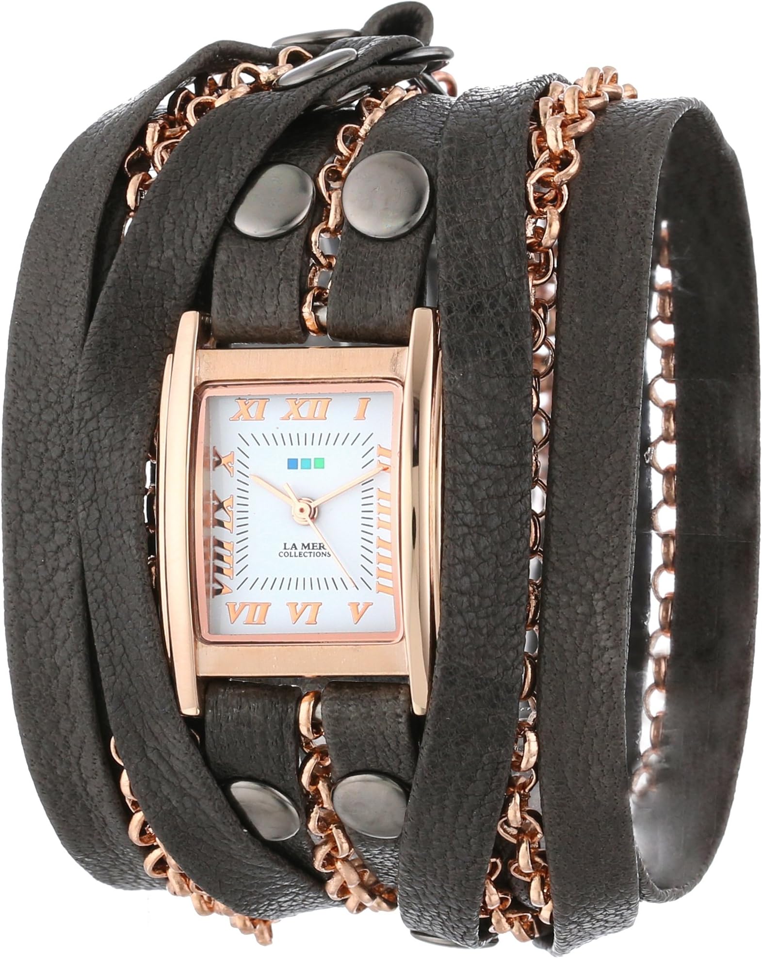 La Mer Collections Women's LMCLIFTON001 Gold-Plated Watch with Black Leather Wrap Band