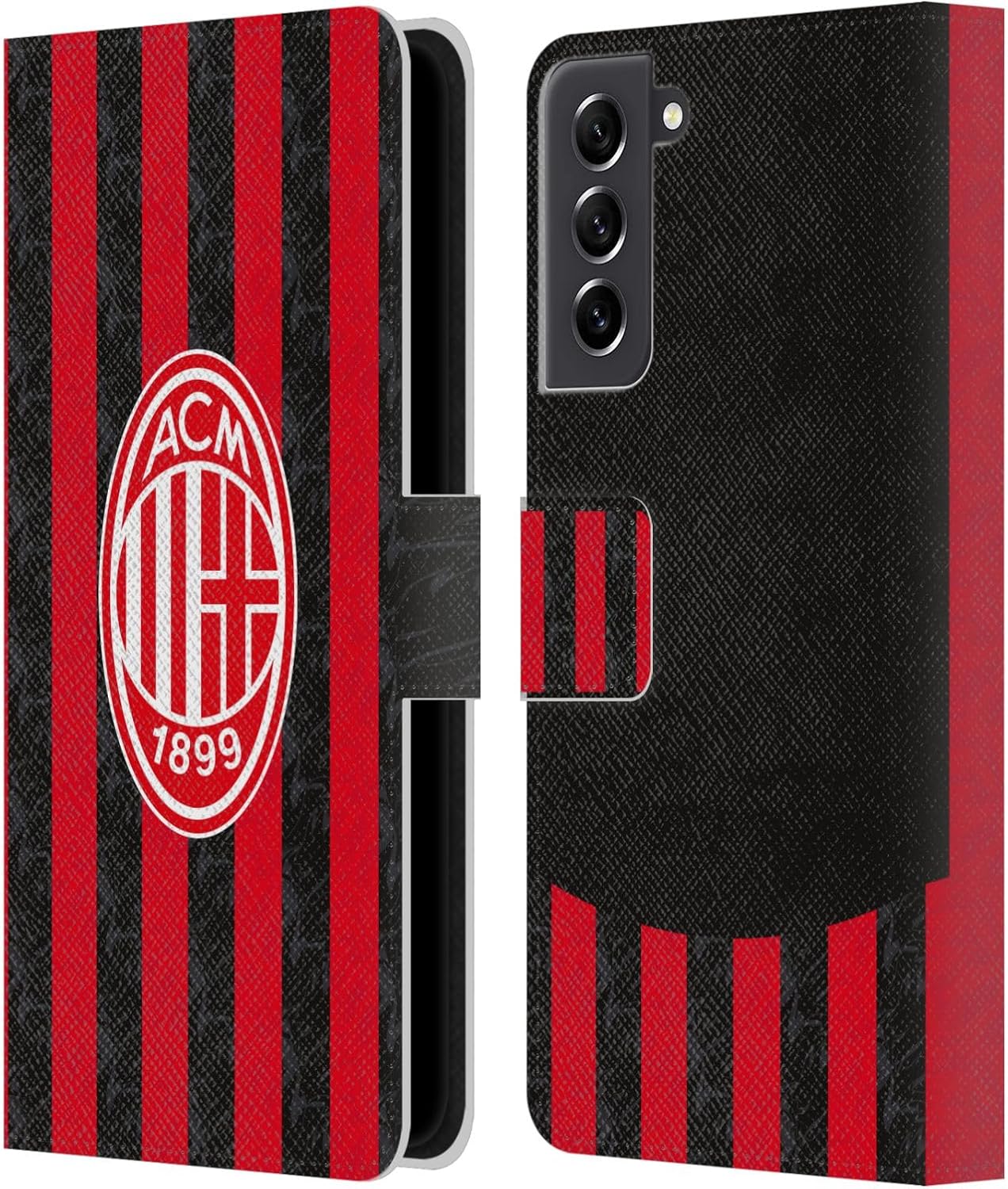 Head Case Designs Officially Licensed AC Milan Home 2025/26 Crest Kit Leather Wallet Case Compatible with Samsung Galaxy S21 FE 5G