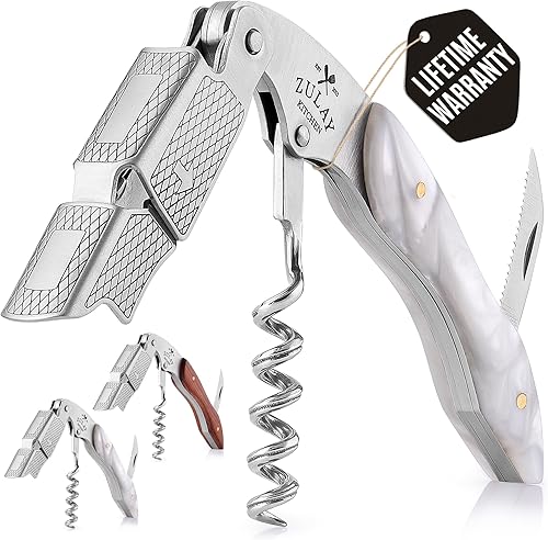 Zulay - Abridor de botellas de sacacorchos profesional para camareros - Herramienta de llave de vino 3 en 1 con cortador de papel de aluminio y