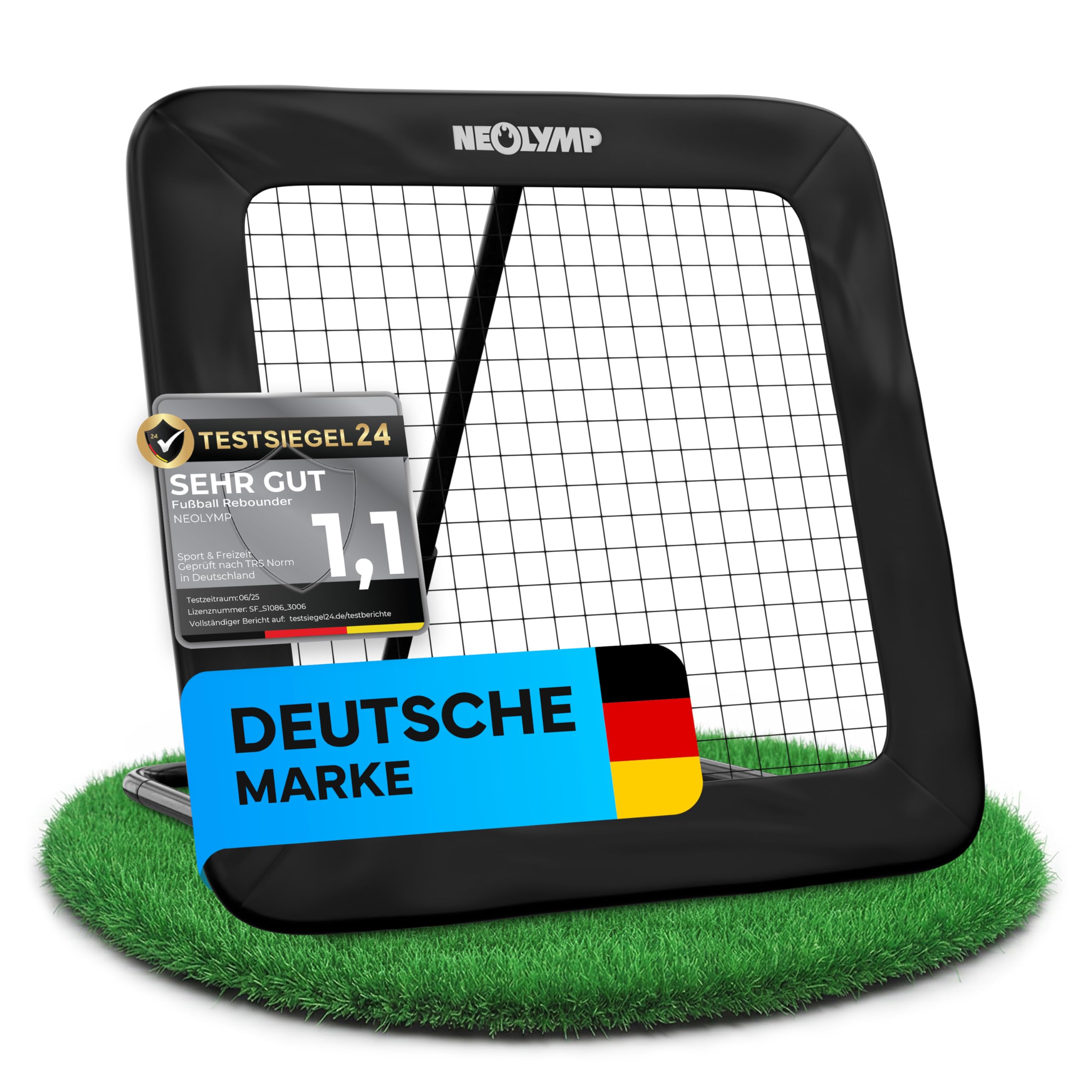 NEOLYMP Rebounder für Fußball – Stufenlos verstellbar für intensives Training, robuster Metallrahmen – Ideal für Kinder, Jugendliche & Vereine – Fußball Trainingszubehör für drinnen und draußen