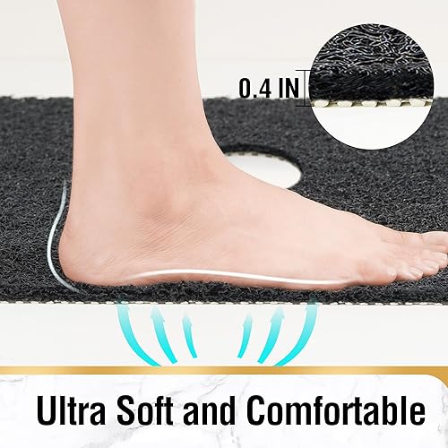 Miniatura 25 de HITSLAM Tapete de ducha cuadrado, tapete de baño antideslizante de 24 x 24 pulgadas para bañera, tapete de bañera de PVC suave con agujeros