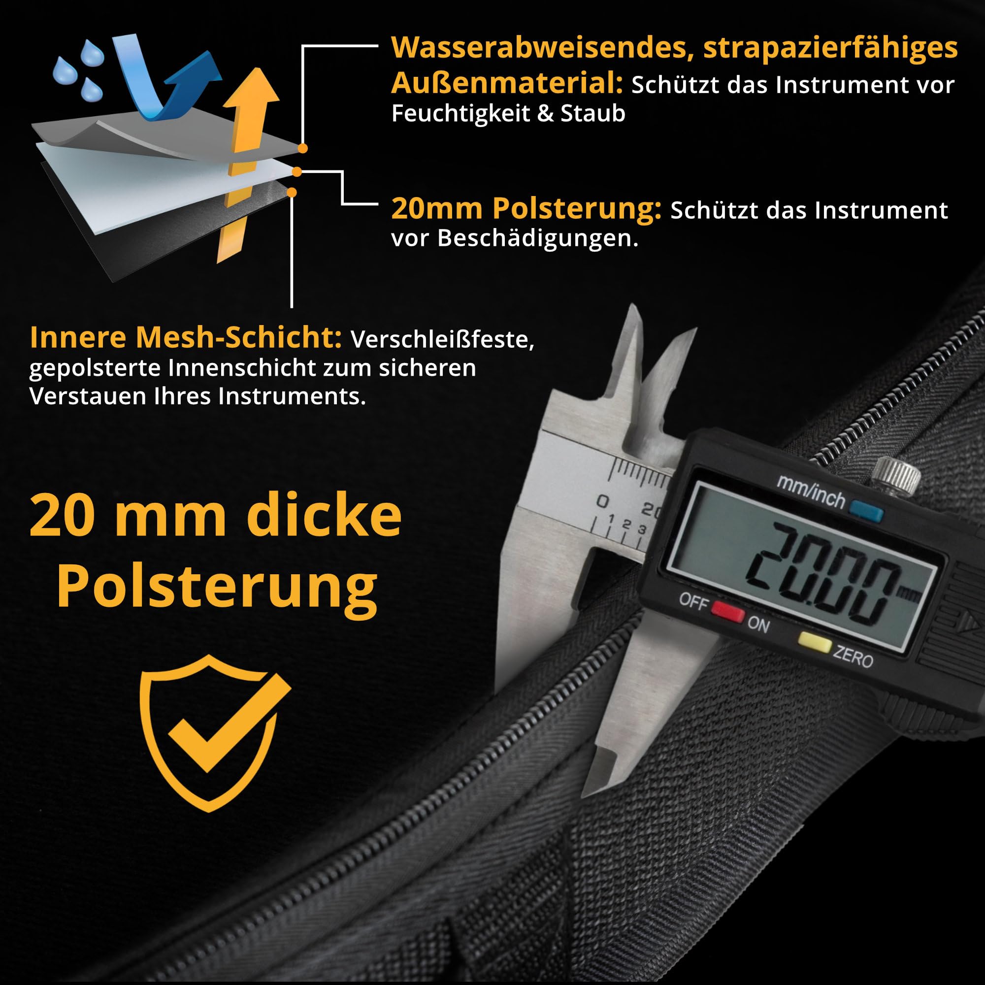 ROCKTILE EGSC-1122BK miękkie etui na gitarę elektryczną – grubo wyściełana torba na gitarę z podpórką na szyję, zestawem plecakowym i trzema kieszeniami zewnętrznymi – odporna na działanie wody i