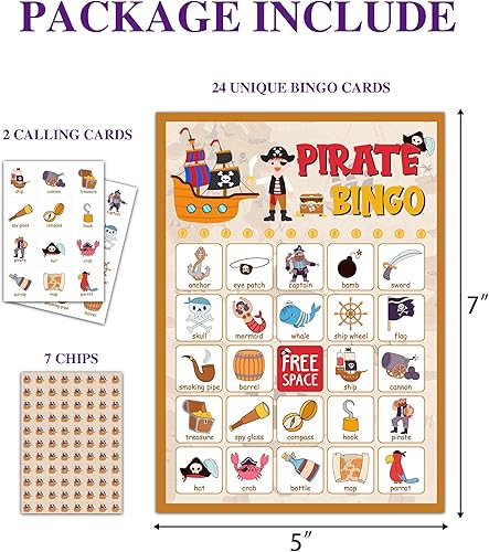 Miniatura 2 de Disfuco Juego de bingo pirata, juegos de fiesta pirata, tarjetas de bingo para adultos, fiesta escolar, juegos de fiesta de cumpleaños, suministros