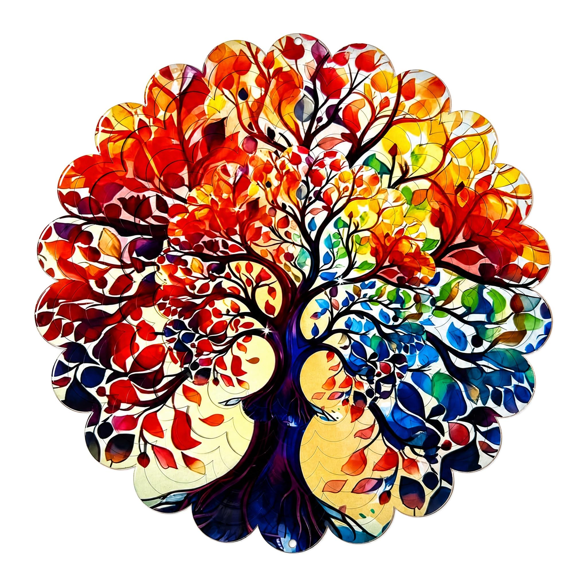 Colorful Garden Wind Spinners, QIANSSE Unique 3D Outdoor Decor for Yard, Patio Gift for Mom Women Garden Wind Spinners Garden Ornaments (Tree of Life)