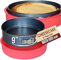 PetitsDesserts 9 Inch Nonstick Springform Pan with Leakproof Silicone Sleeve - No Water Bath Leaks, Easy Cheesecake Release