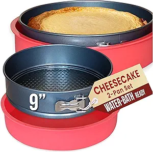 Springform Pan 9 Inch NONSTICK - 9 Springform Cheesecake Pan with LEAKPROOF SILICONE PANprotector - Spring Form Pans 9 Inch - Cheese Cake Pans for Baking in WATER BATH NO FOIL WRAP