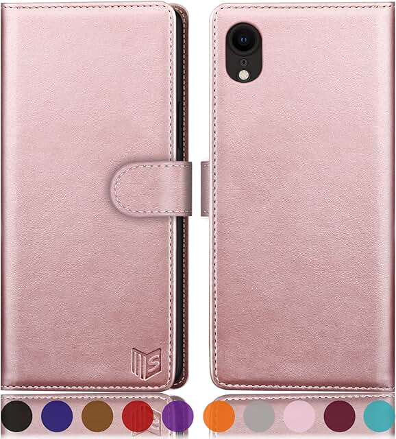 SUANPOT Etui Coque pour iPhone XR 6,1 Pouces [RFID Blocage] [Magnétique Protection] Fentes pour Cartes Protection Etui Hou...