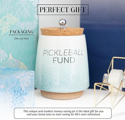 Miniatura 4 de Pavilion Gift Company Pickleball - Caja de ahorros de cerámica de 6.5 pulgadas, verde, beige, marrón