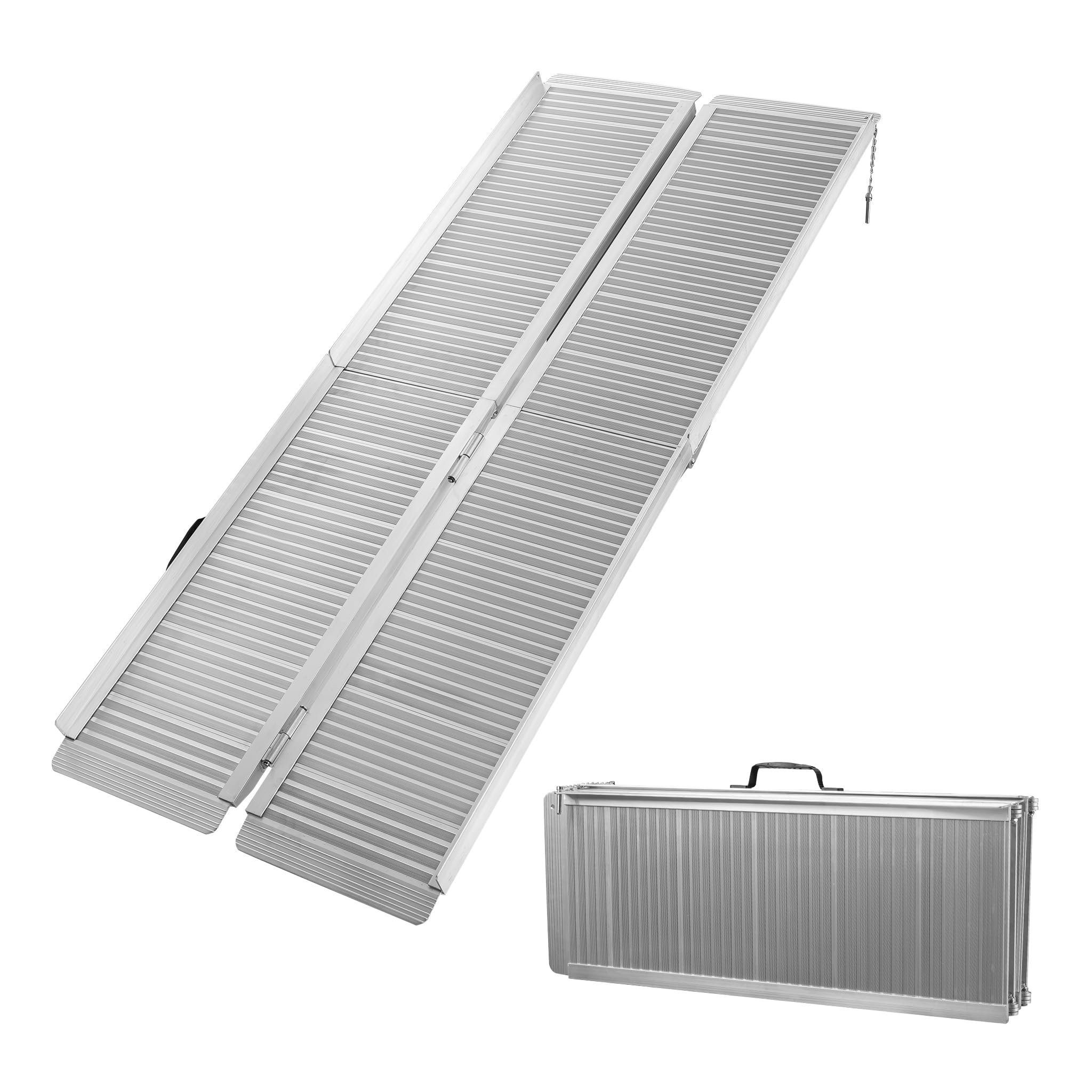 Wiltec Rampe pour Fauteuil Roulant – 1525 x 720 x 50 mm – capacité de Charge 270 kg – en Aluminium – Profil antidérapant – Rampe d'accès 2X Pliable Mobile pour Chaise Roulante, Handicapé, PMR