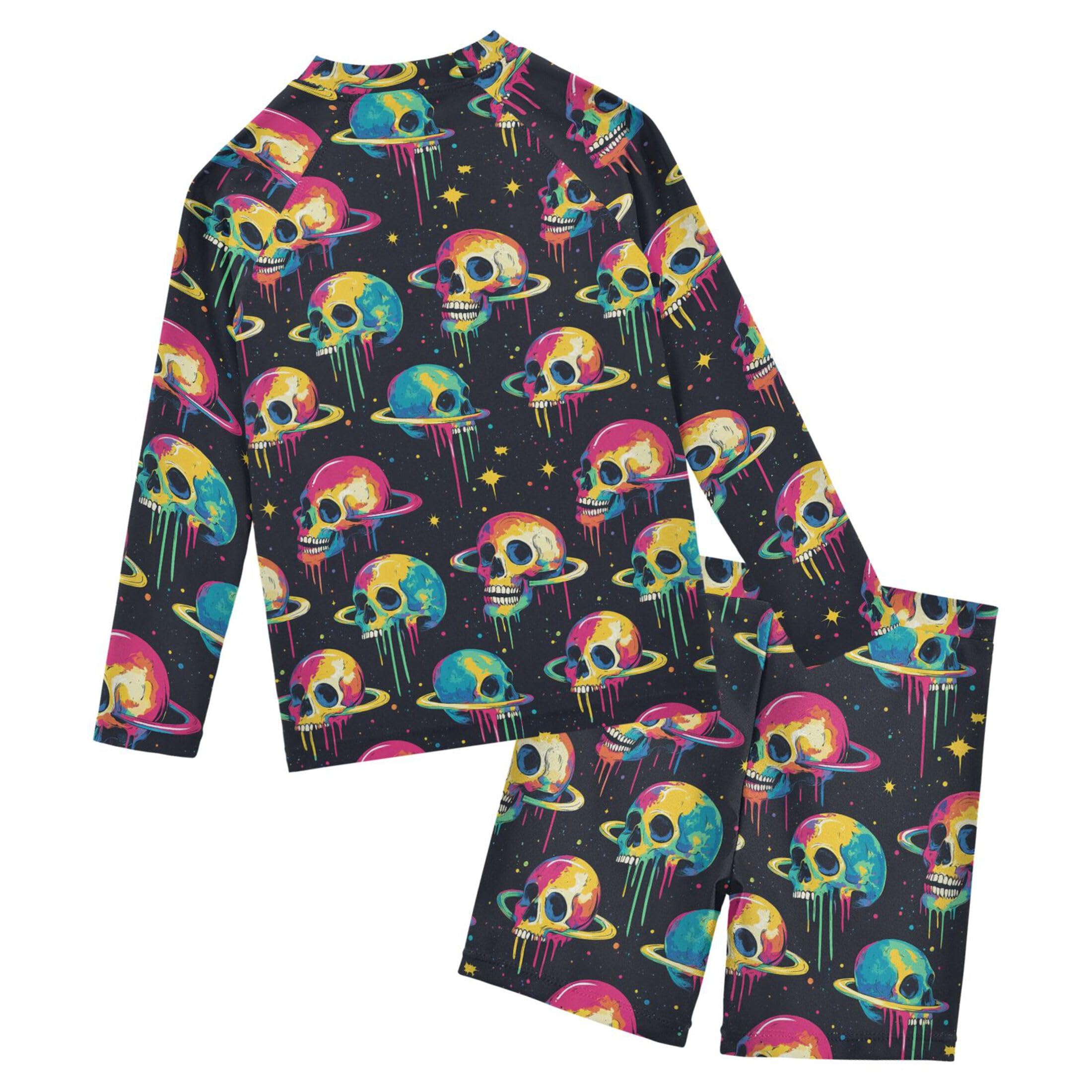 Skull Baby Boys' Toddler Long Sleeved Rashguard Swim Bathing Suit Set B0404364