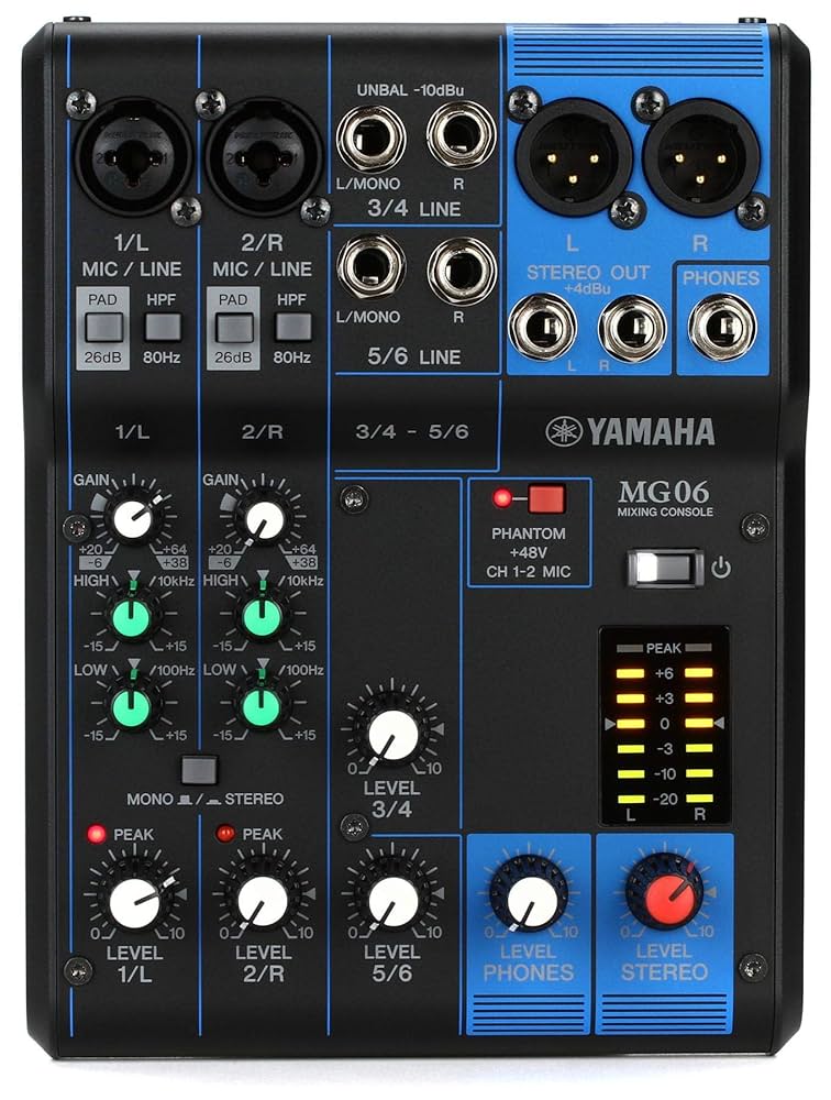 【美品】ミキサー YAMAHA MG06X Yamaha MG06X 6-Input Compact Stereo Mixer with Digital Effects