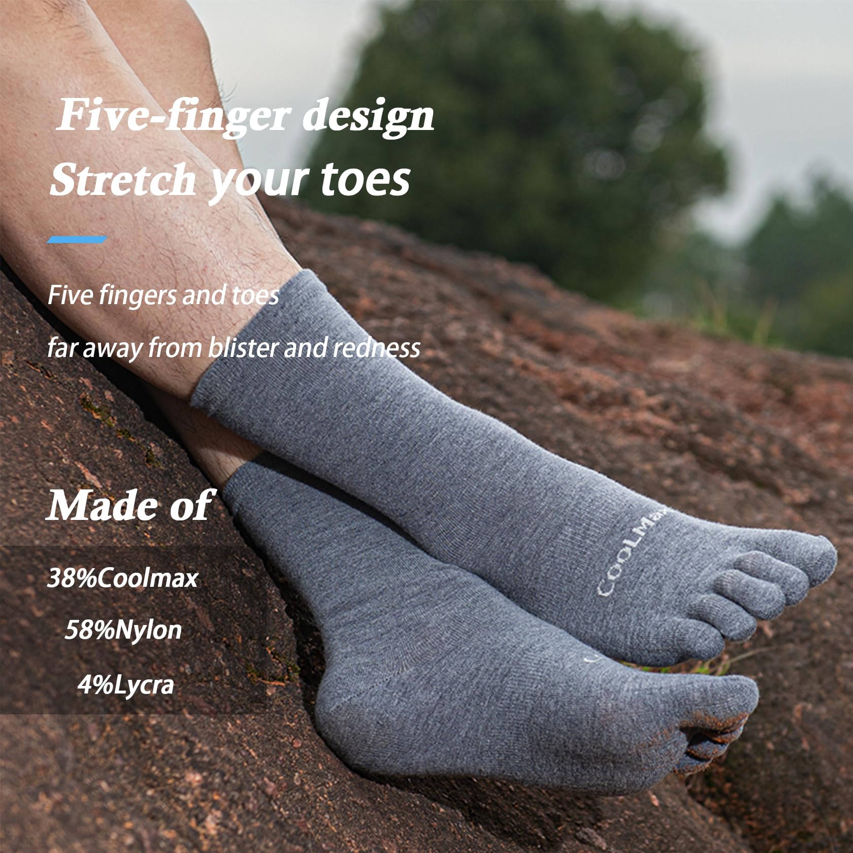 Toe Socks Liner Crew Socks Dla Mężczyzn Kobiety Coolmax Five Finger Socks 3 Pary Running Socks