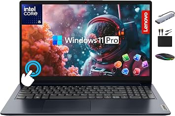 Lenovo IdeaPad Touchscreen Laptop 2025-2026 Business Computer, Lifetime Office, 15.6" FHD, 10-Core Intel i5, 16GB RAM, 1TB Storage 512GB SSD +500GB Ext, Long Battery, MarxsolAccessory, Win 11 Pro