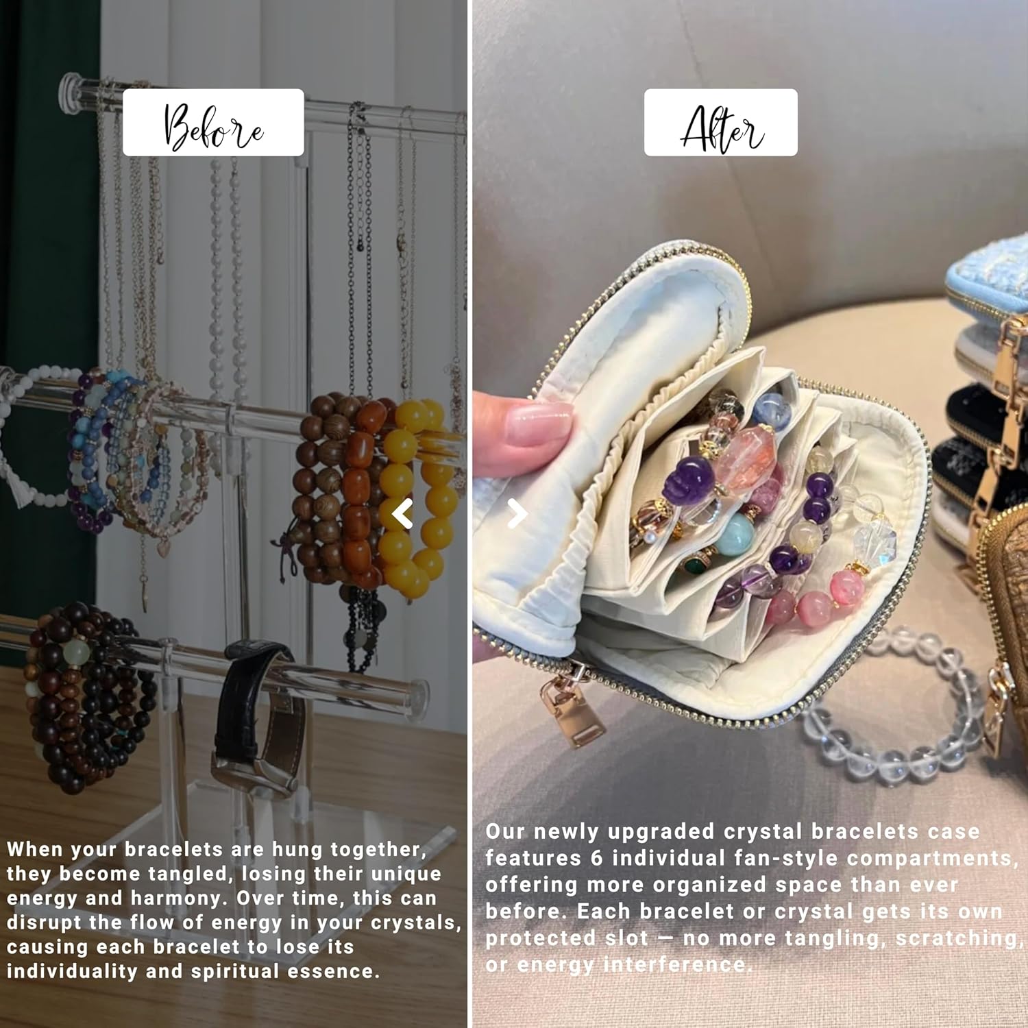 2026 New Travel Jewelry Case, Travel Jewelry Organizer for Rings, Bracelets, & Bangles with Smooth Metal Zipper, Elegant Jewelry Pouch for Journey, Crystal Jewelry Pouch, Valentines Day Gifts for Her - Image 2