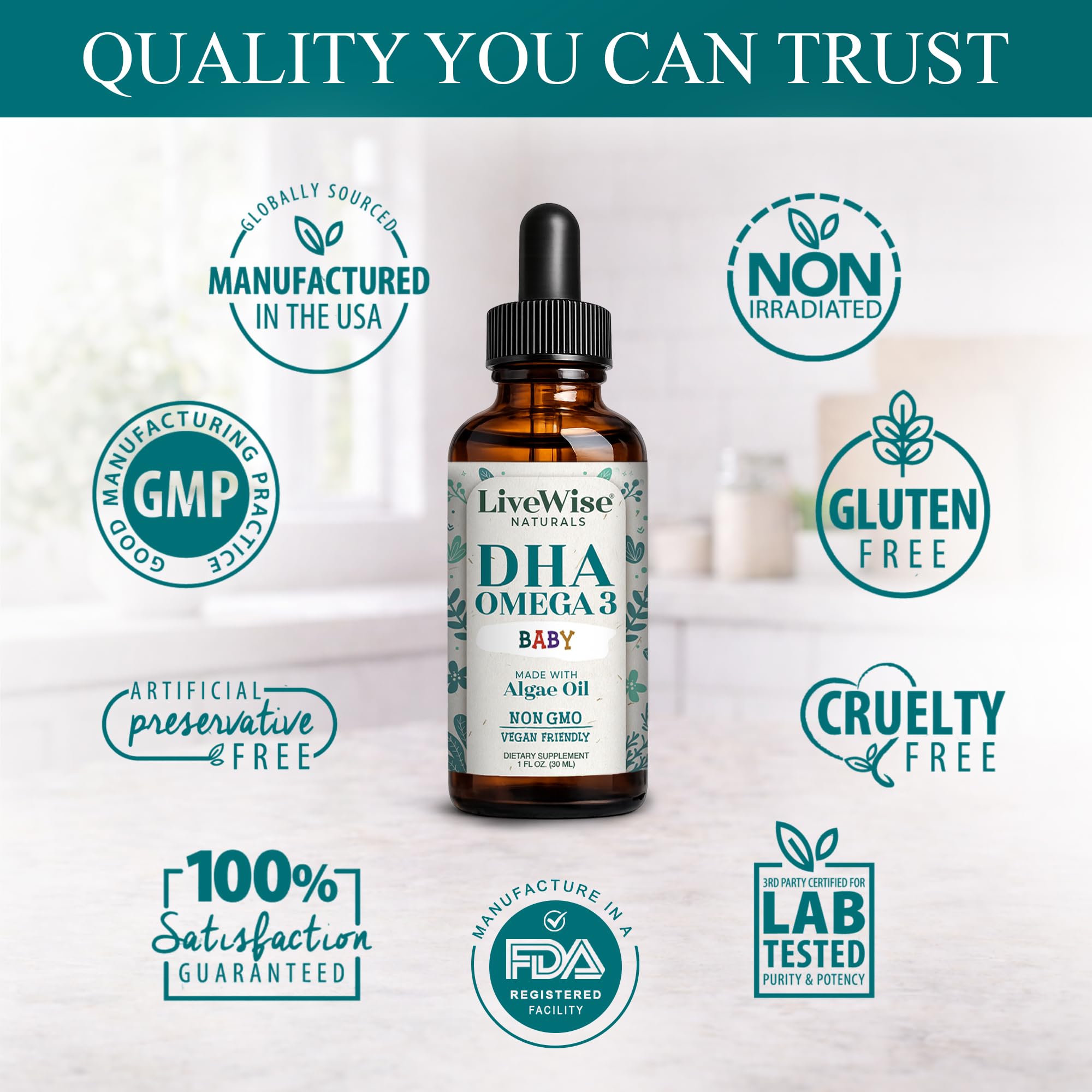 Omega 3 DHA Baby Drops Vegan Liquid Omega 3, 60 Servings, 1 oz — Amazon image 6